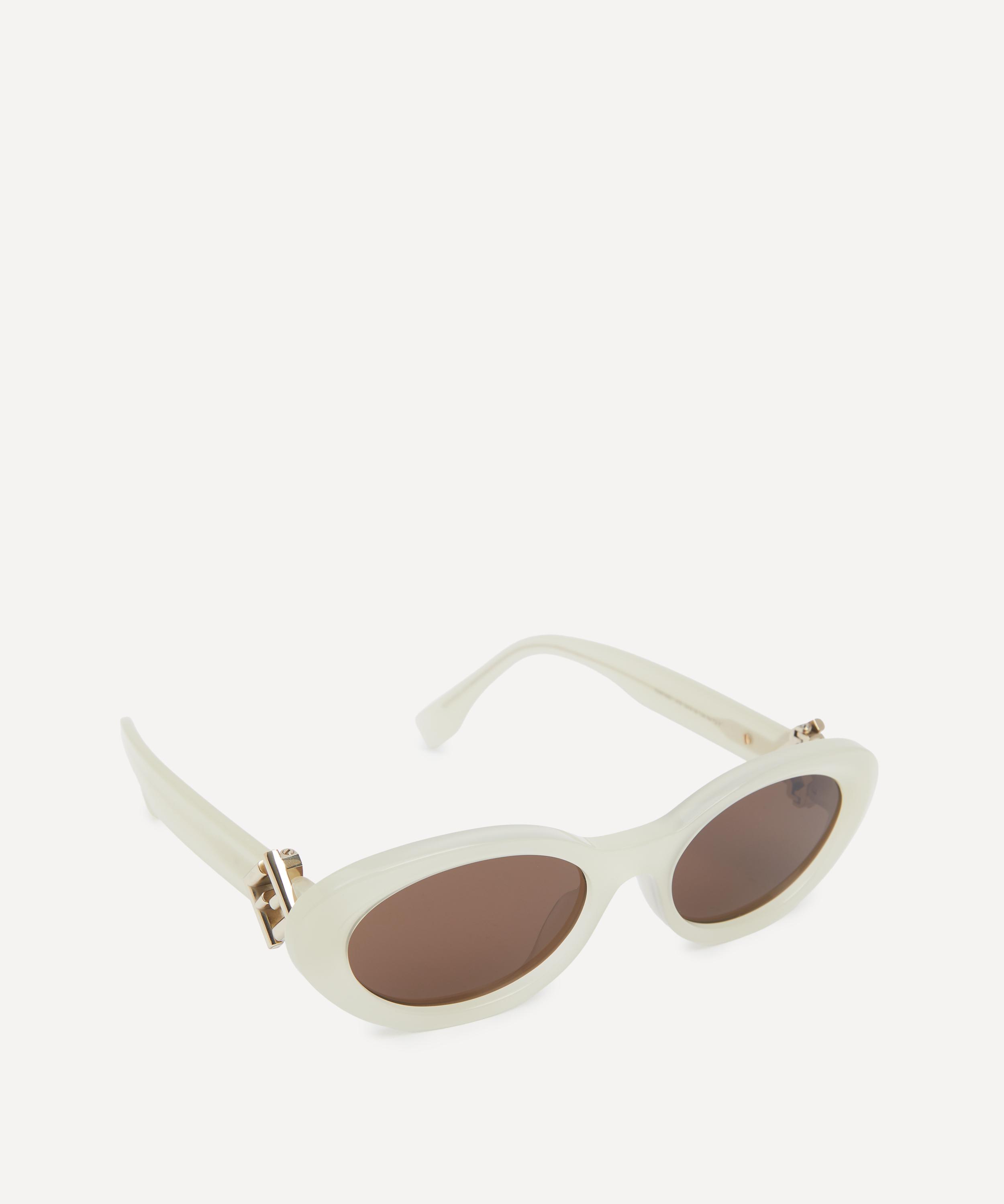 Fendi - Oval FF Diamonds Brown Acetate Sunglasses image number 1
