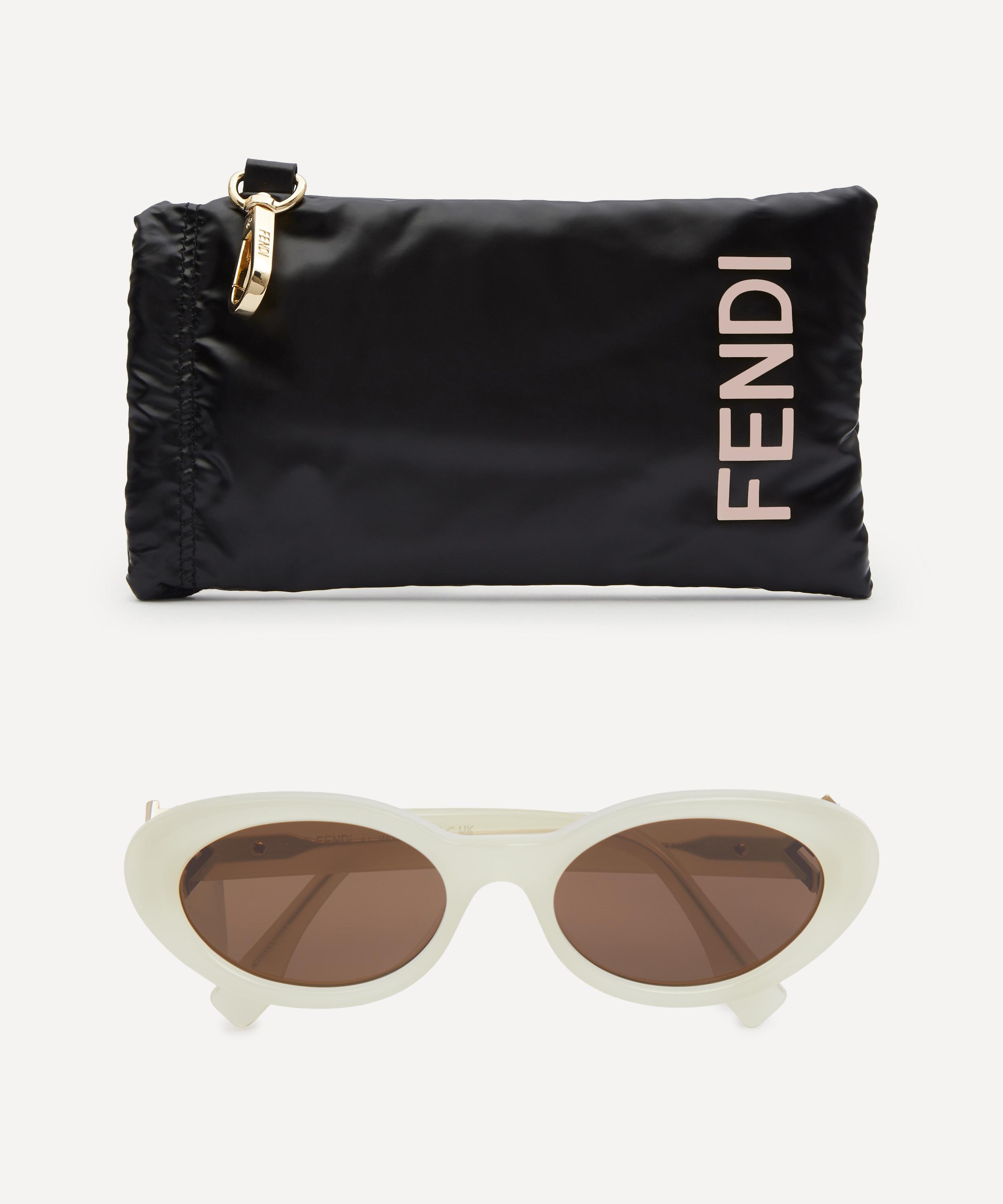 Fendi - Oval FF Diamonds Brown Acetate Sunglasses image number 3