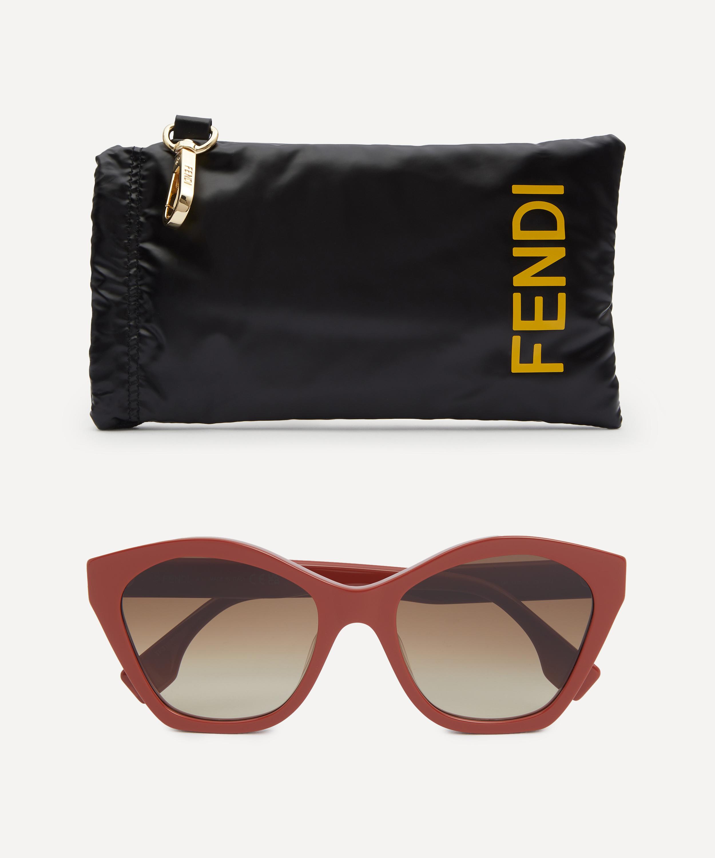 Fendi - Geometric Cat-Eye Brown Acetate Sunglasses image number 3