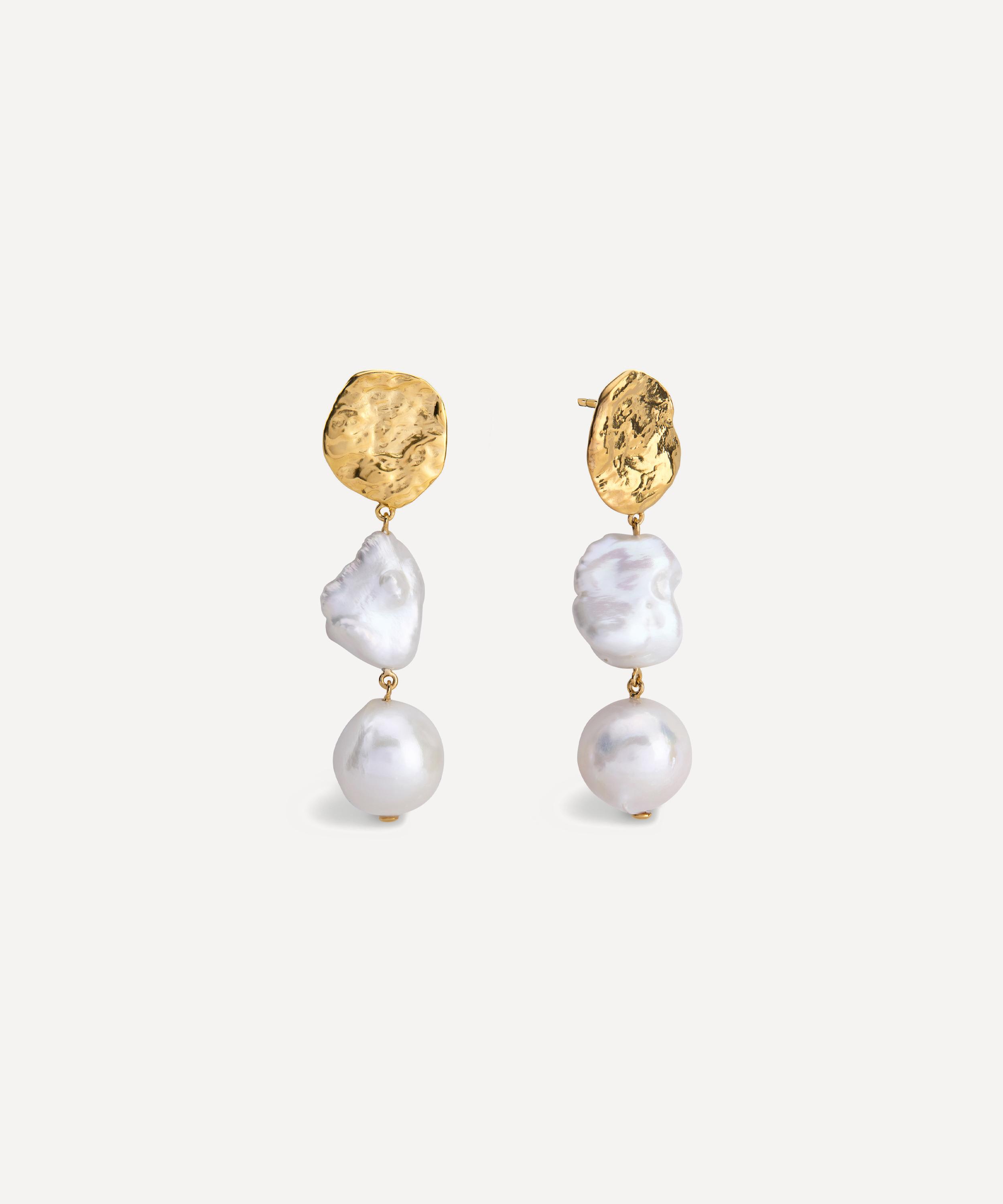 Monica Vinader - 18ct Gold-Plated Vermeil Silver Capri Multi Pearl Drop Earrings image number 0