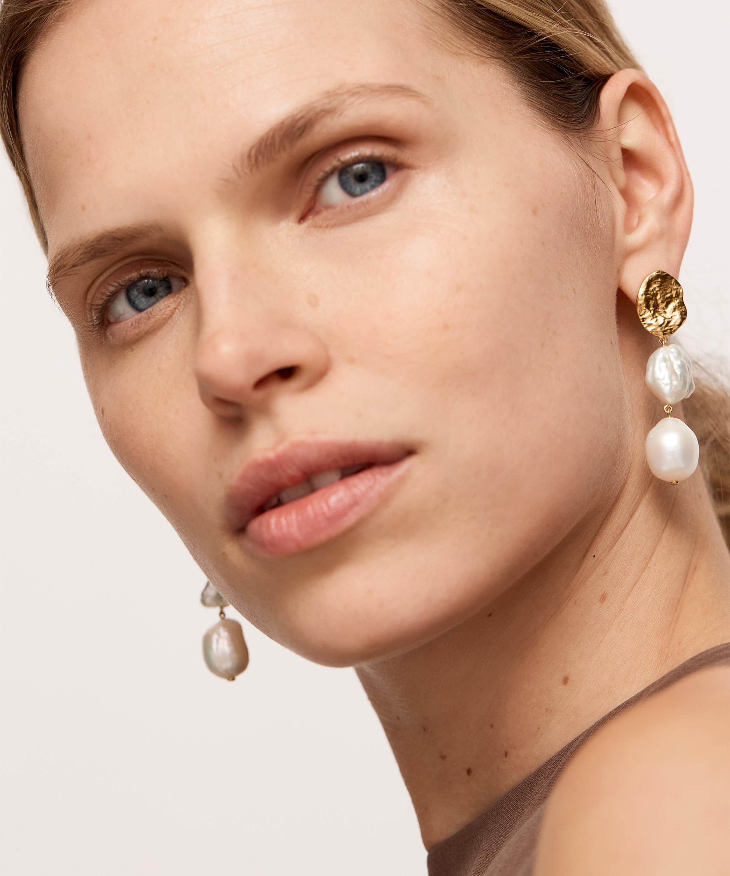 Monica Vinader - 18ct Gold-Plated Vermeil Silver Capri Multi Pearl Drop Earrings image number 1
