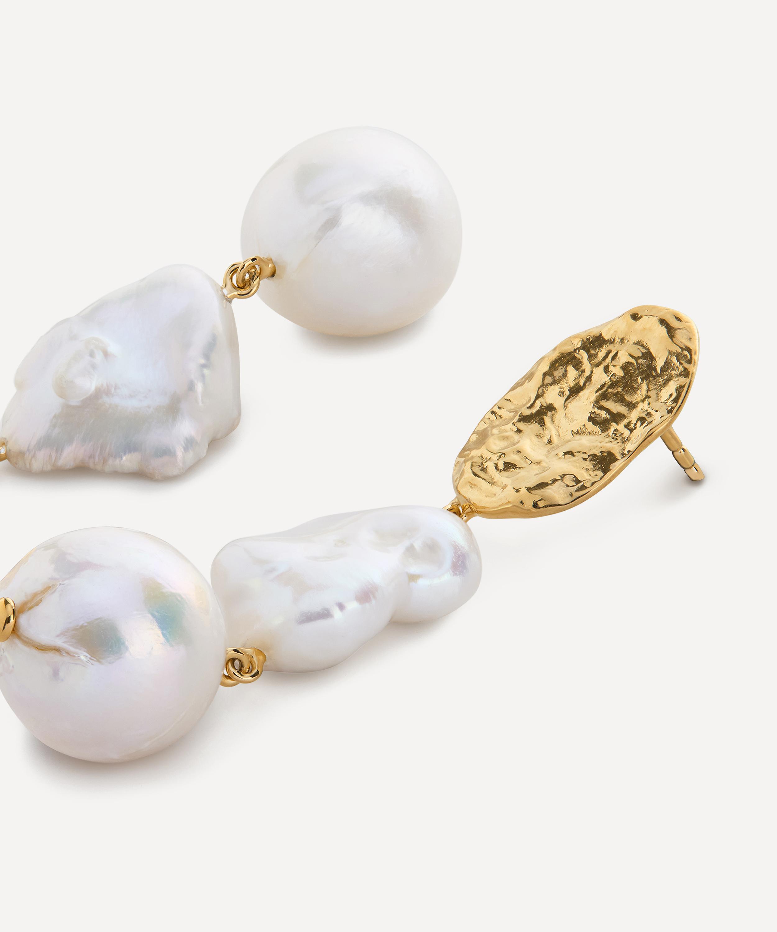 Monica Vinader - 18ct Gold-Plated Vermeil Silver Capri Multi Pearl Drop Earrings image number 2