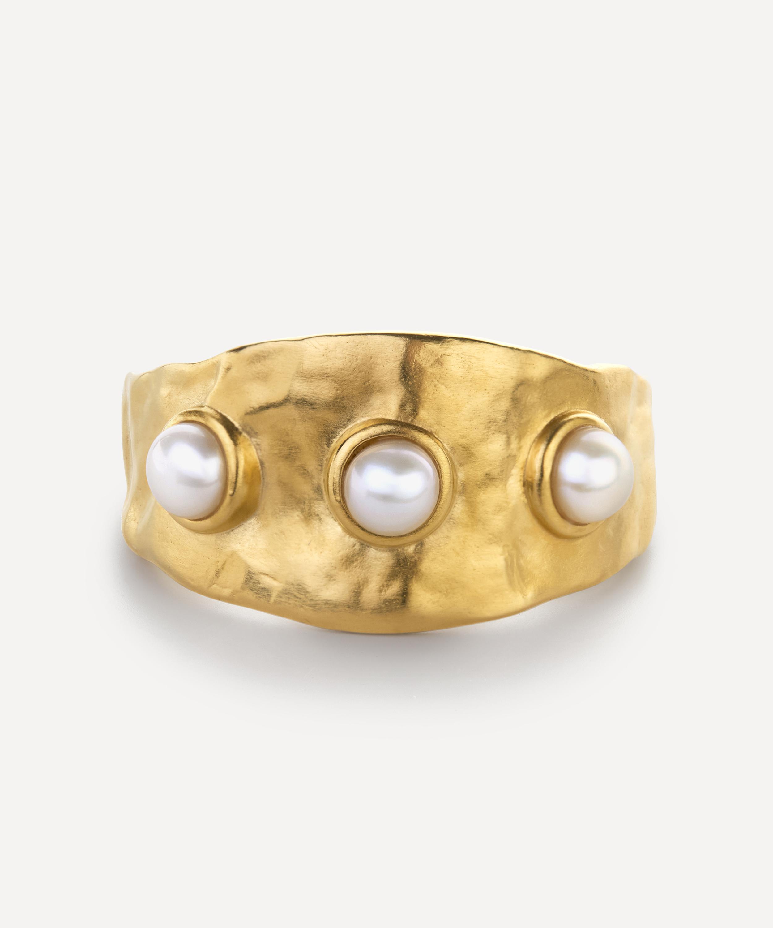 Monica Vinader - 18ct Gold-Plated Vermeil Silver Capri Triple Pearl Ring image number 0