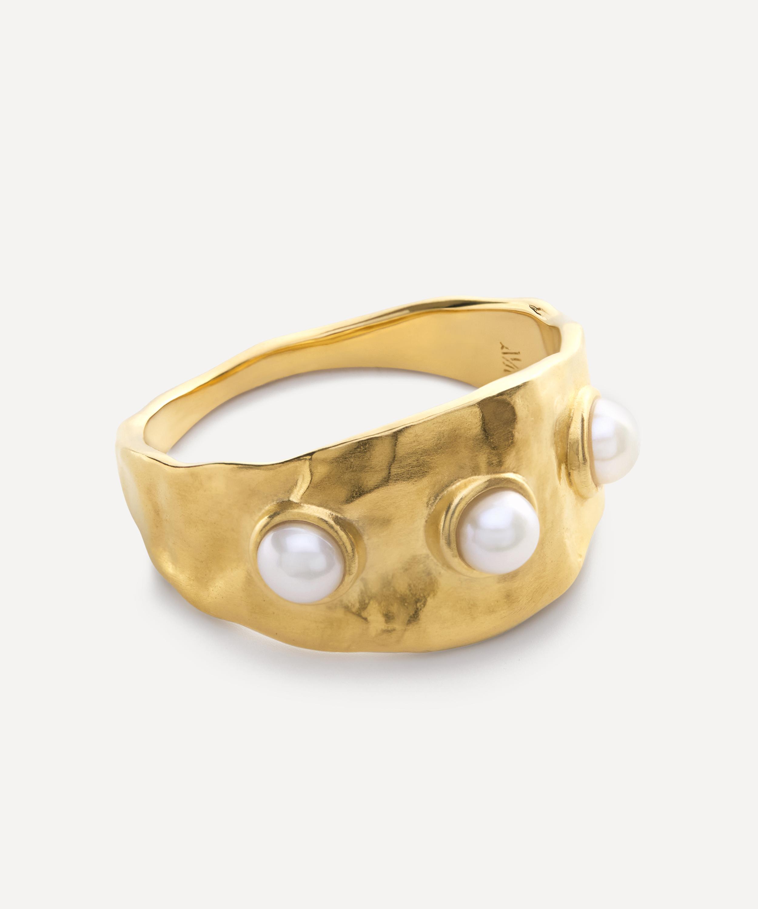 Monica Vinader - 18ct Gold-Plated Vermeil Silver Capri Triple Pearl Ring image number 2