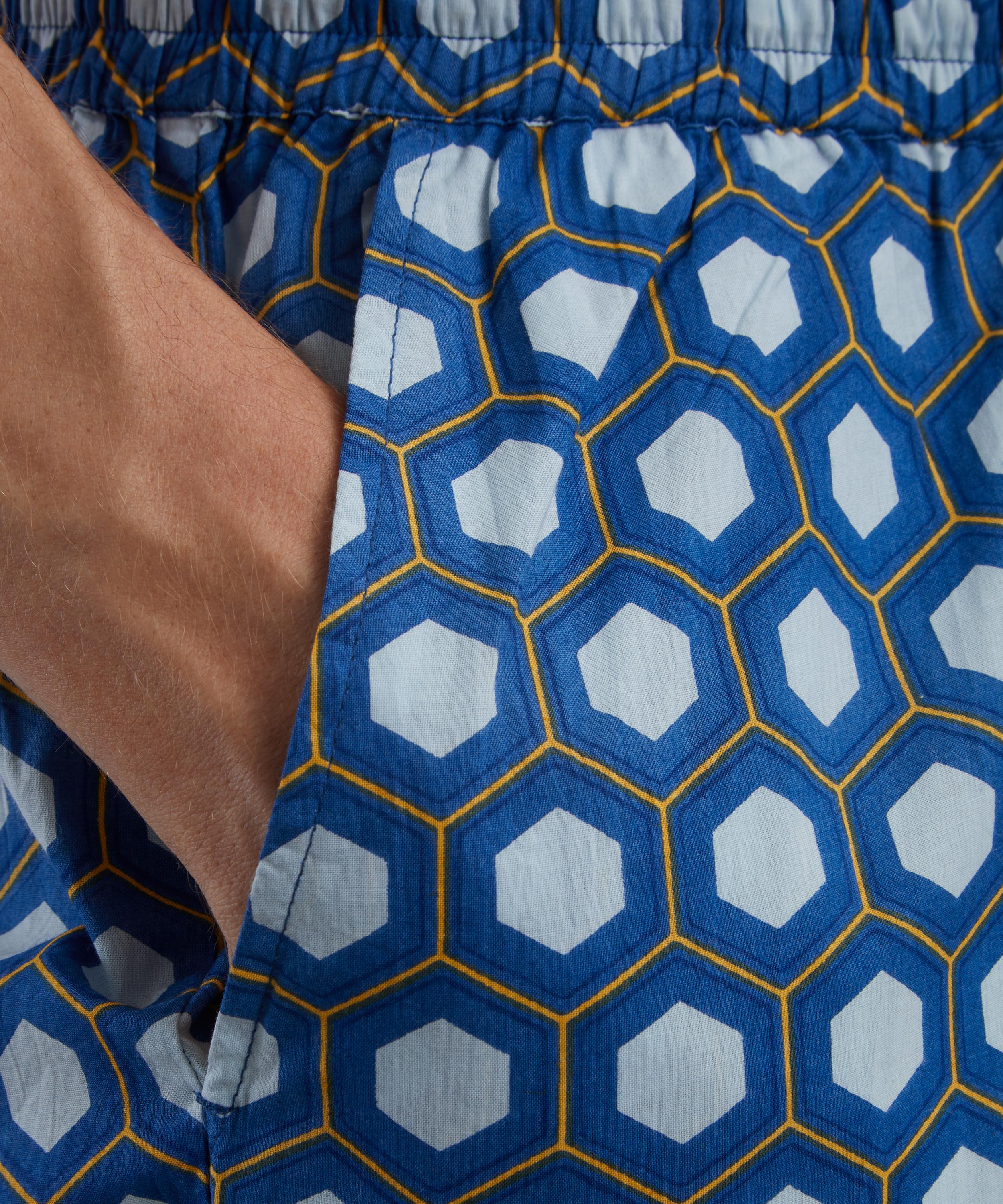 SMR Days - Blue Block Geometric Print Es Cubells Cotton Shorts  image number 4
