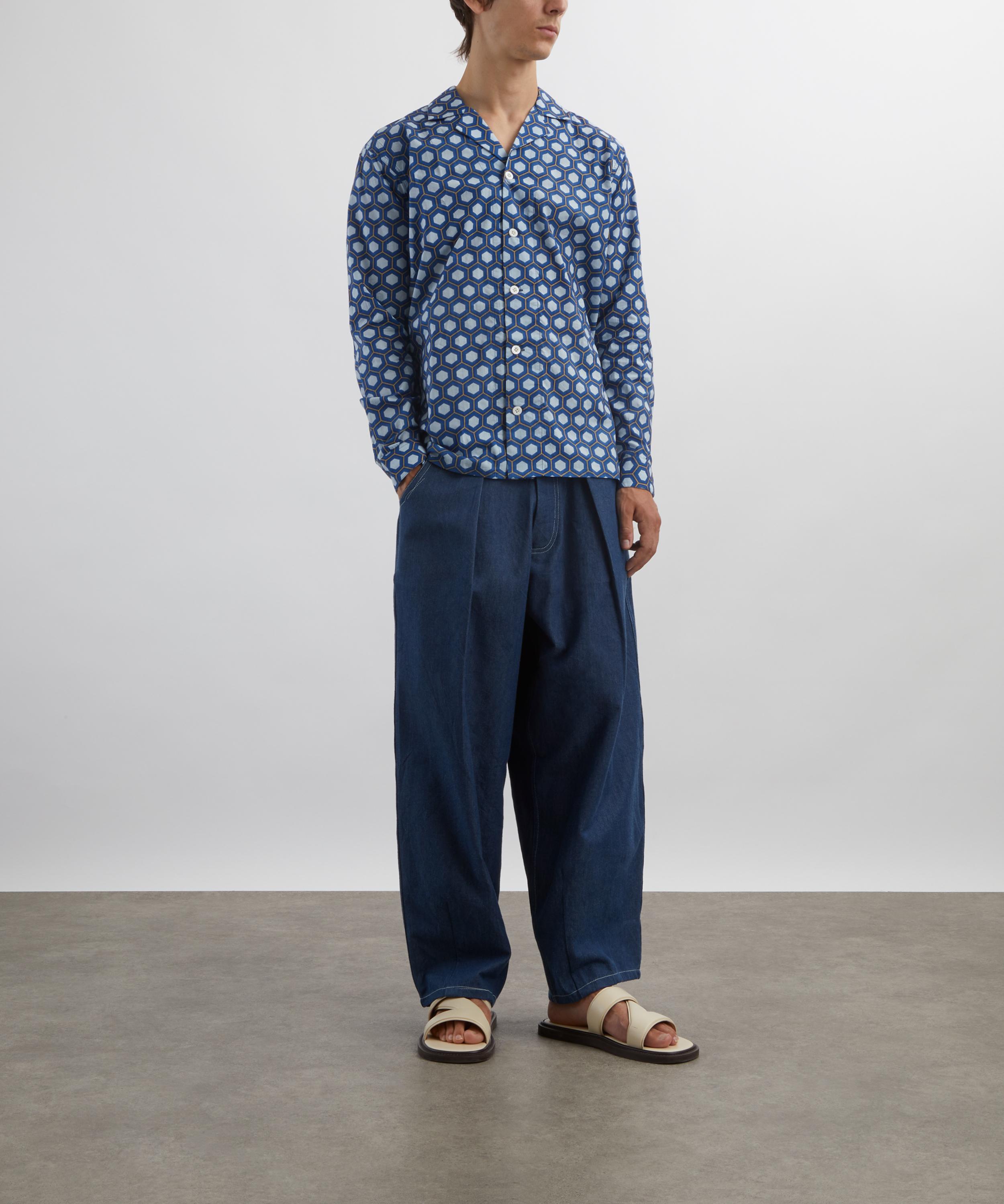 SMR Days - Blue Block Geometric Print Paloma Cotton Shirt image number 1
