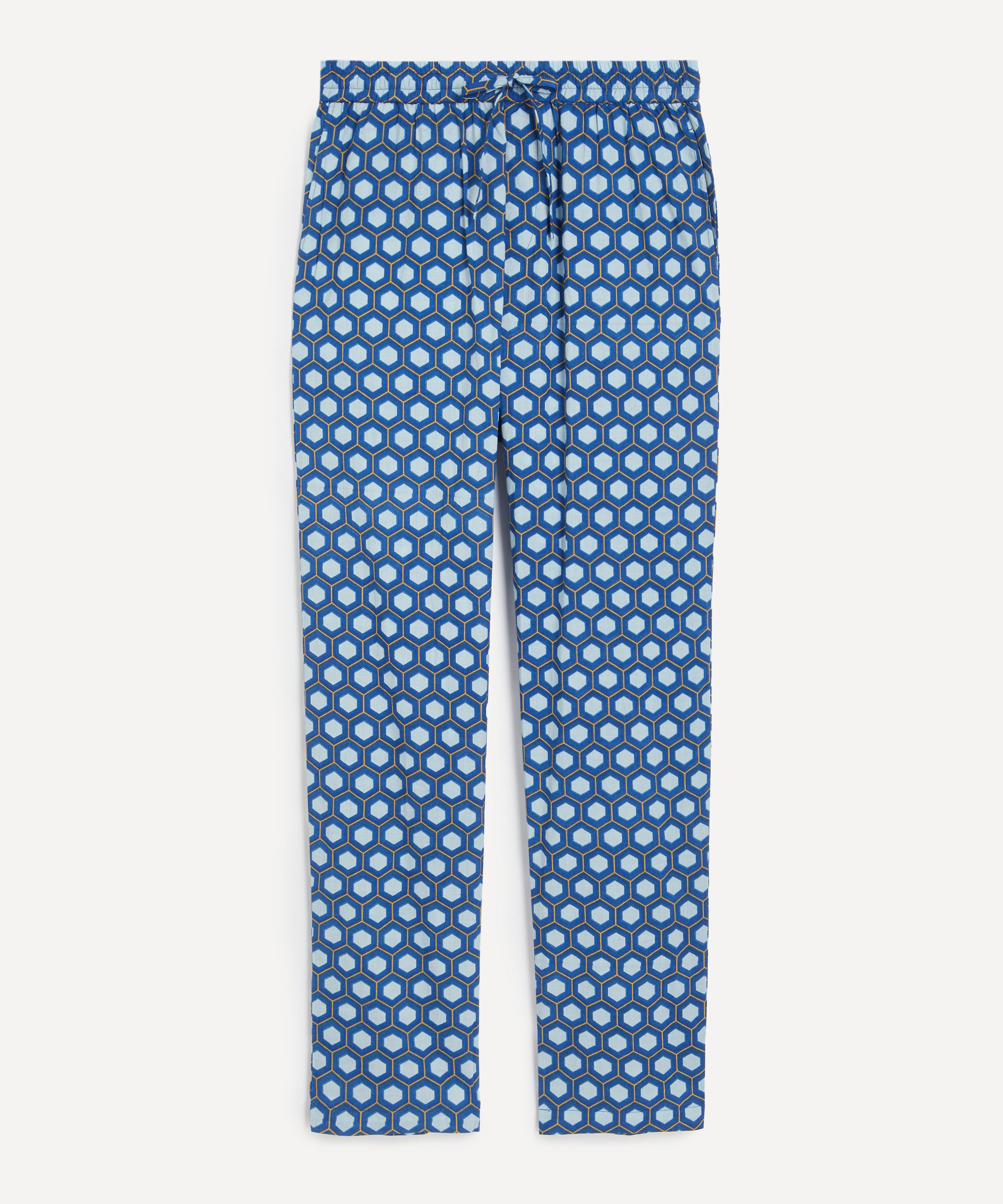SMR Days - Blue Block Print Cotton Malibu Trousers image number 0