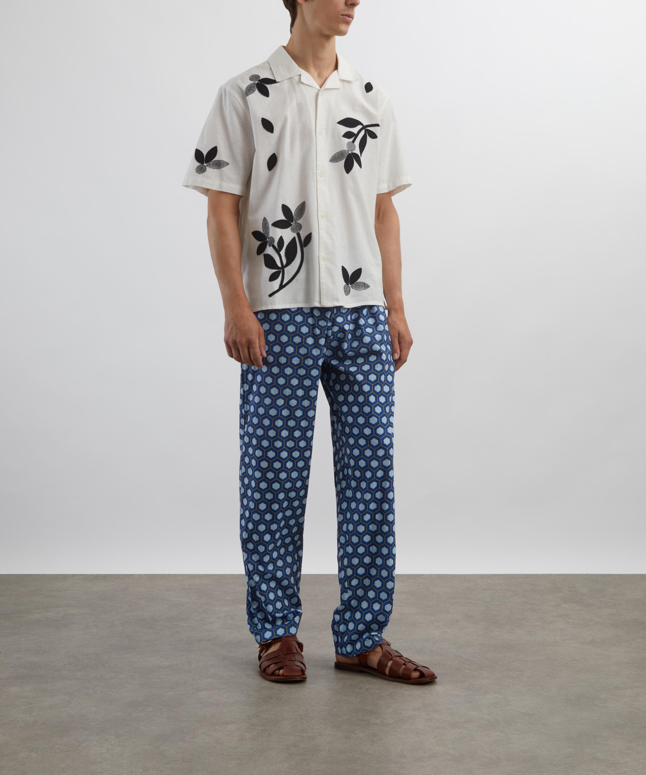 SMR Days - Blue Block Print Cotton Malibu Trousers image number 1