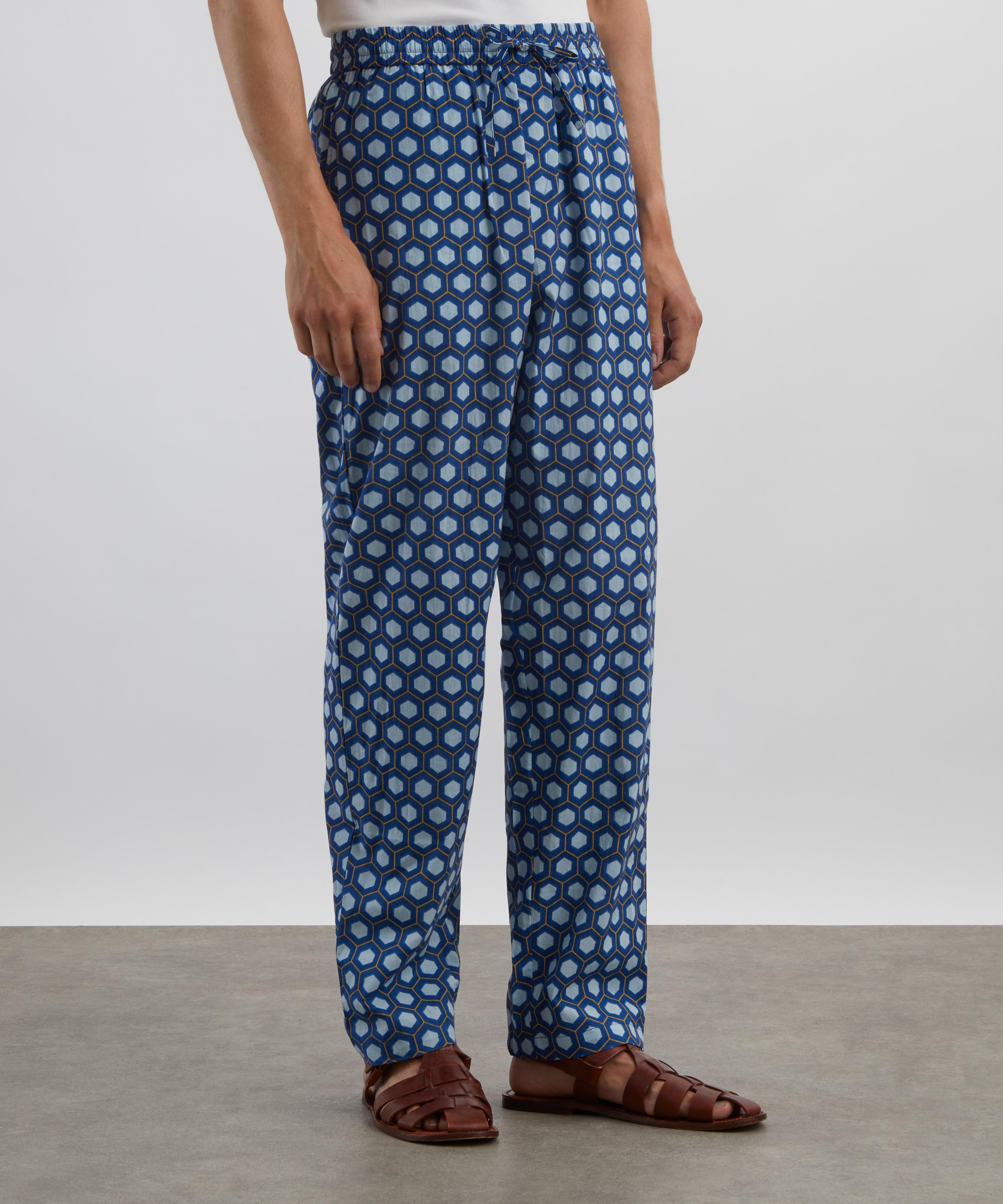 SMR Days - Blue Block Print Cotton Malibu Trousers image number 2