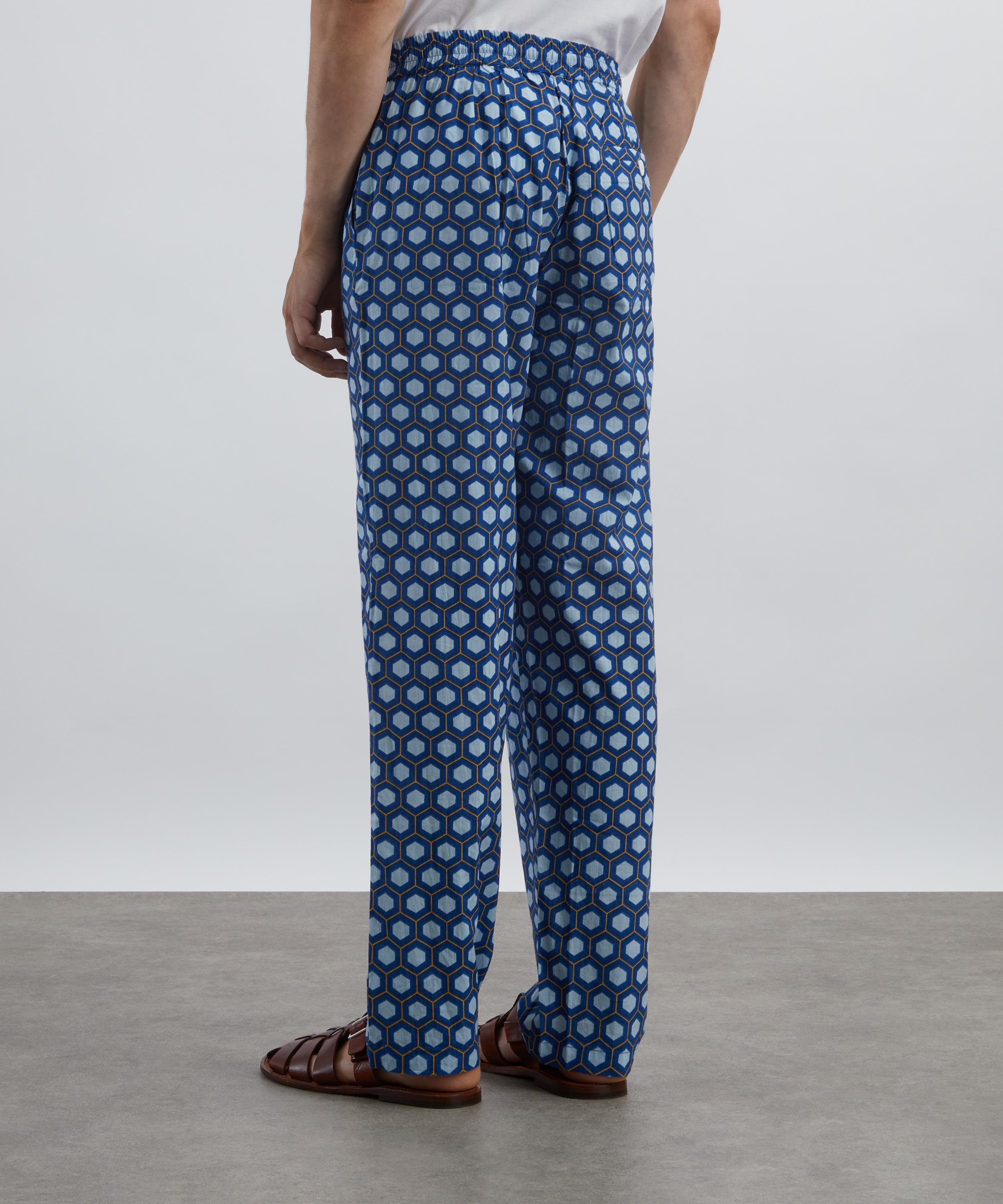 SMR Days - Blue Block Print Cotton Malibu Trousers image number 3
