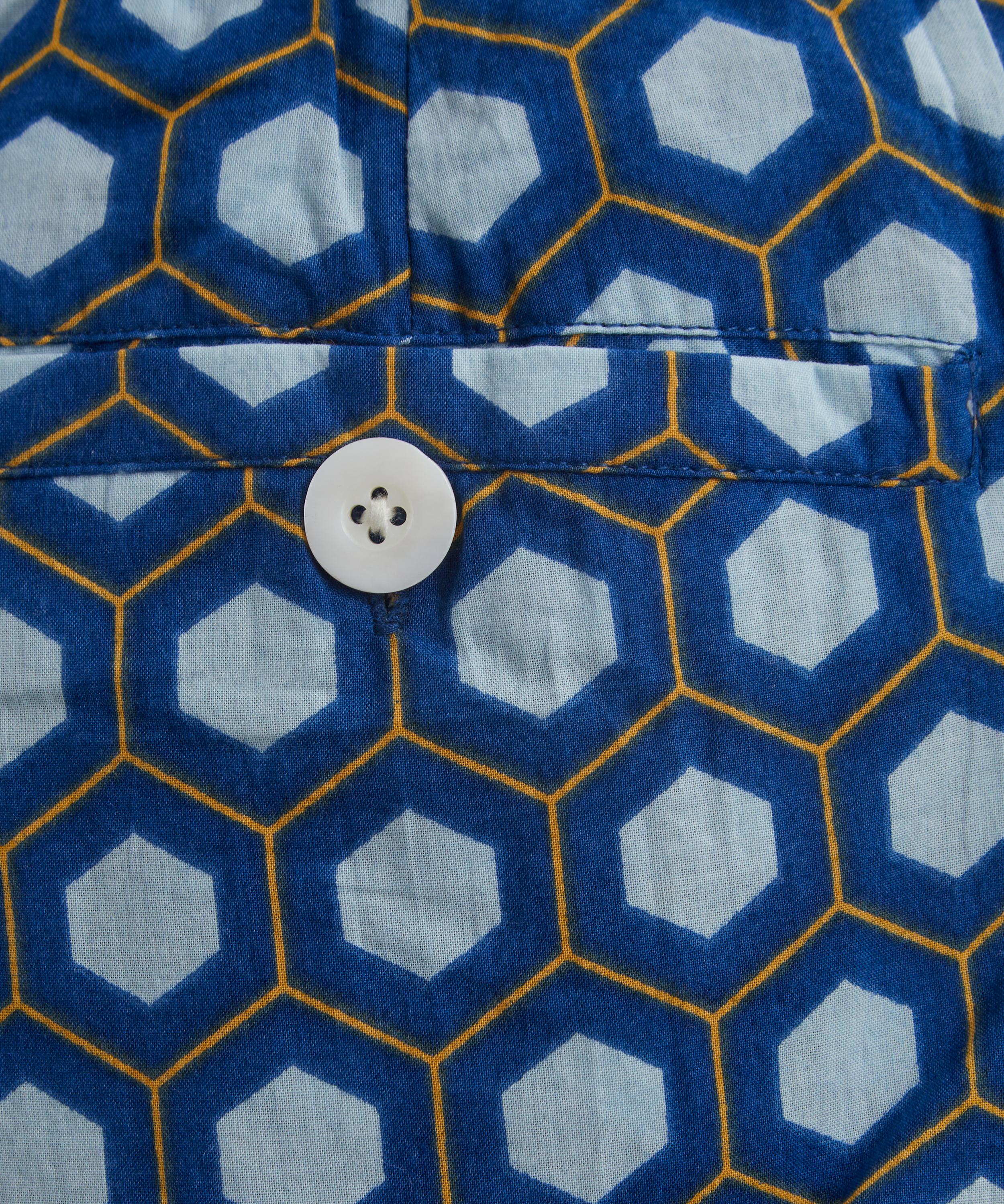 SMR Days - Blue Block Print Cotton Malibu Trousers image number 4