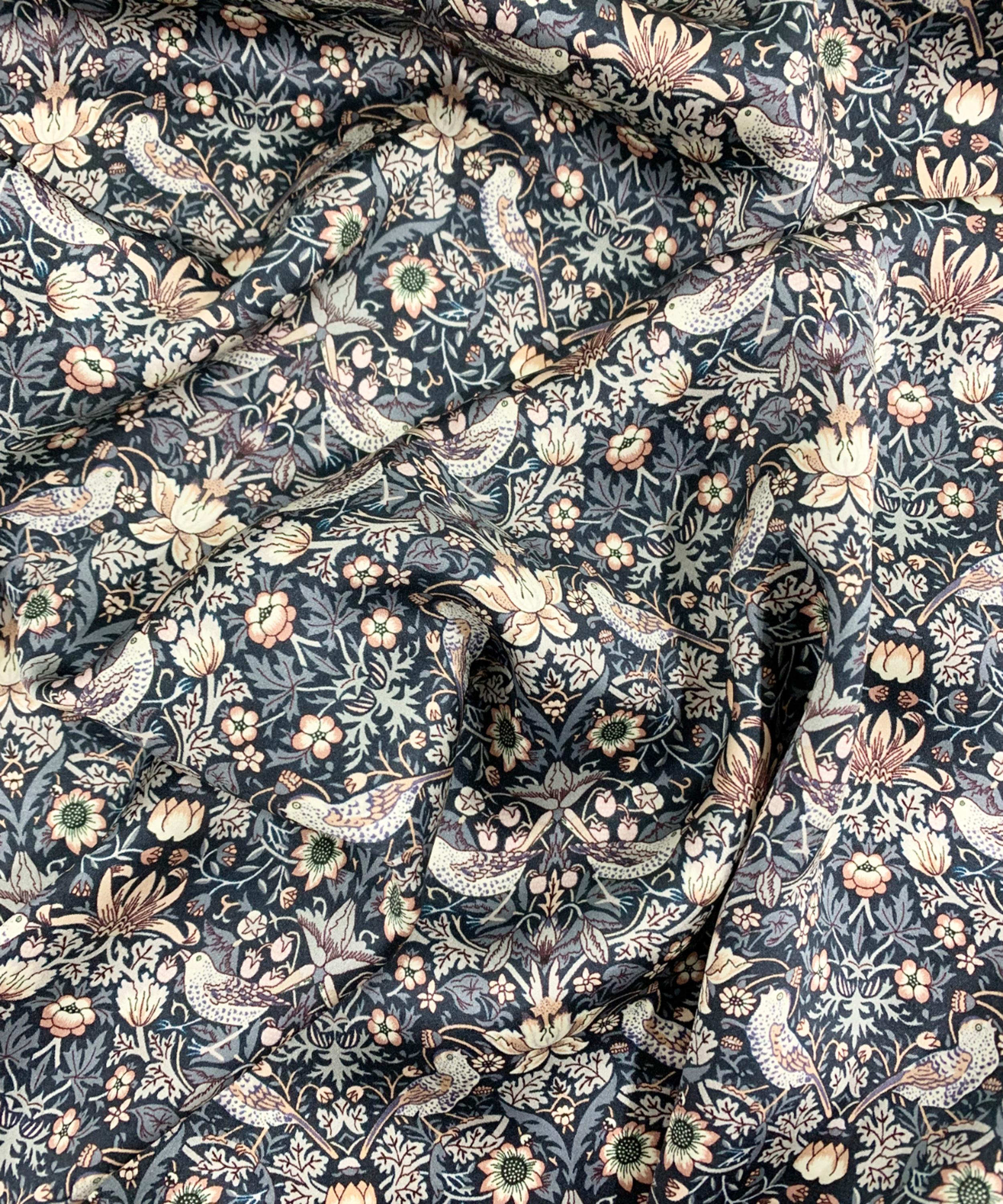 Coco & Wolf - Strawberry Thief Grey Silk Pillowcase image number 2