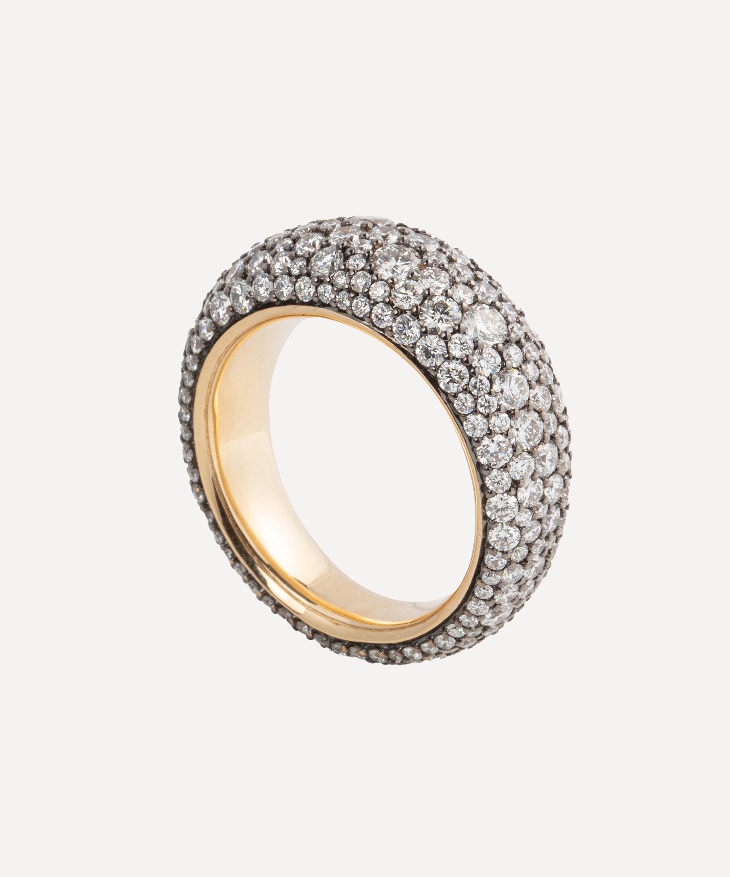 Lucy Delius - 14ct Gold Antique Finish Victorian Set Diamond Bombé Ring image number 0