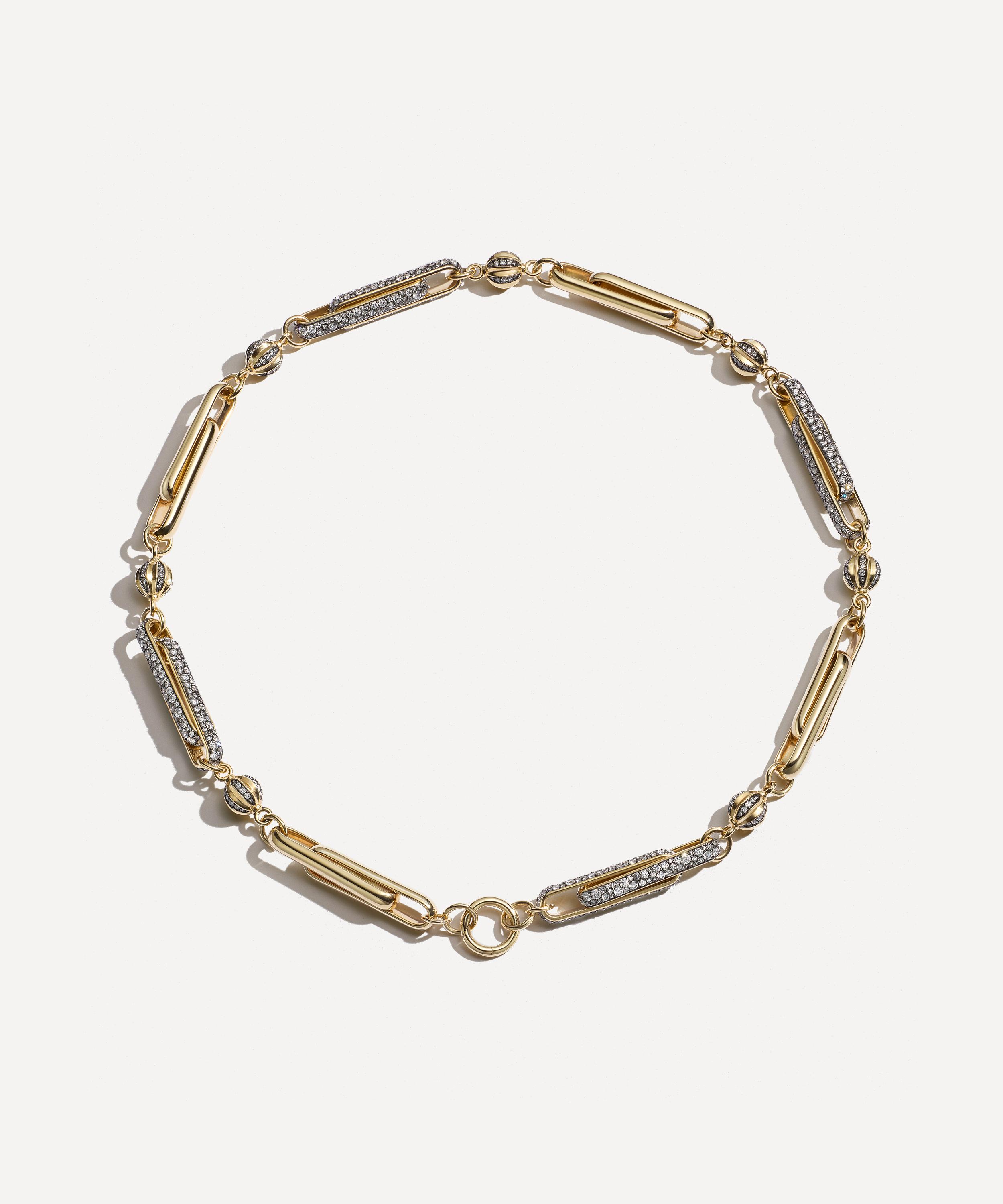 Lucy Delius - 14ct Gold Diamond Switch Stirrup Chain Necklace image number 0