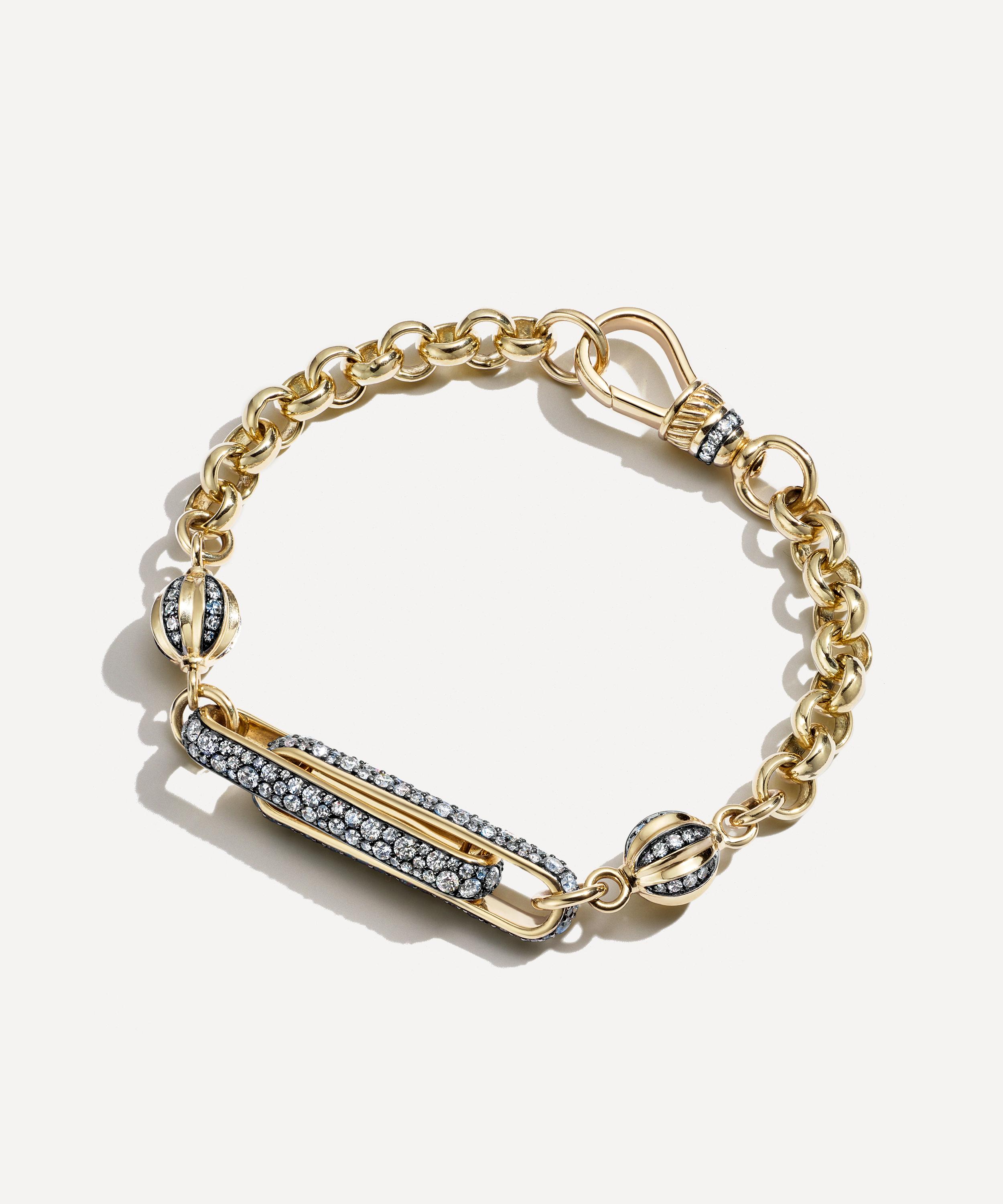 Lucy Delius - 14ct Gold Diamond Stirrup Chain Bracelet image number 0