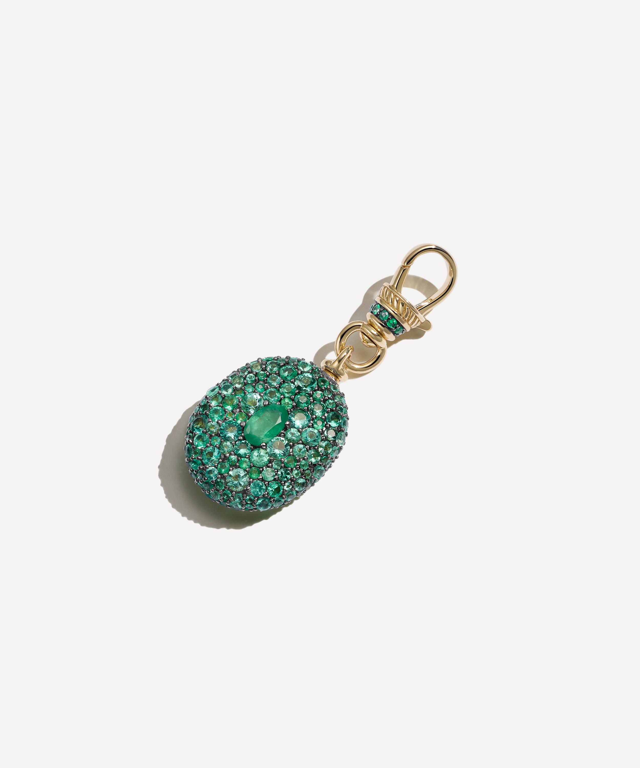 Lucy Delius - 14ct Gold Antique Finish Emerald Oval Pocket Watch Pendant image number 0