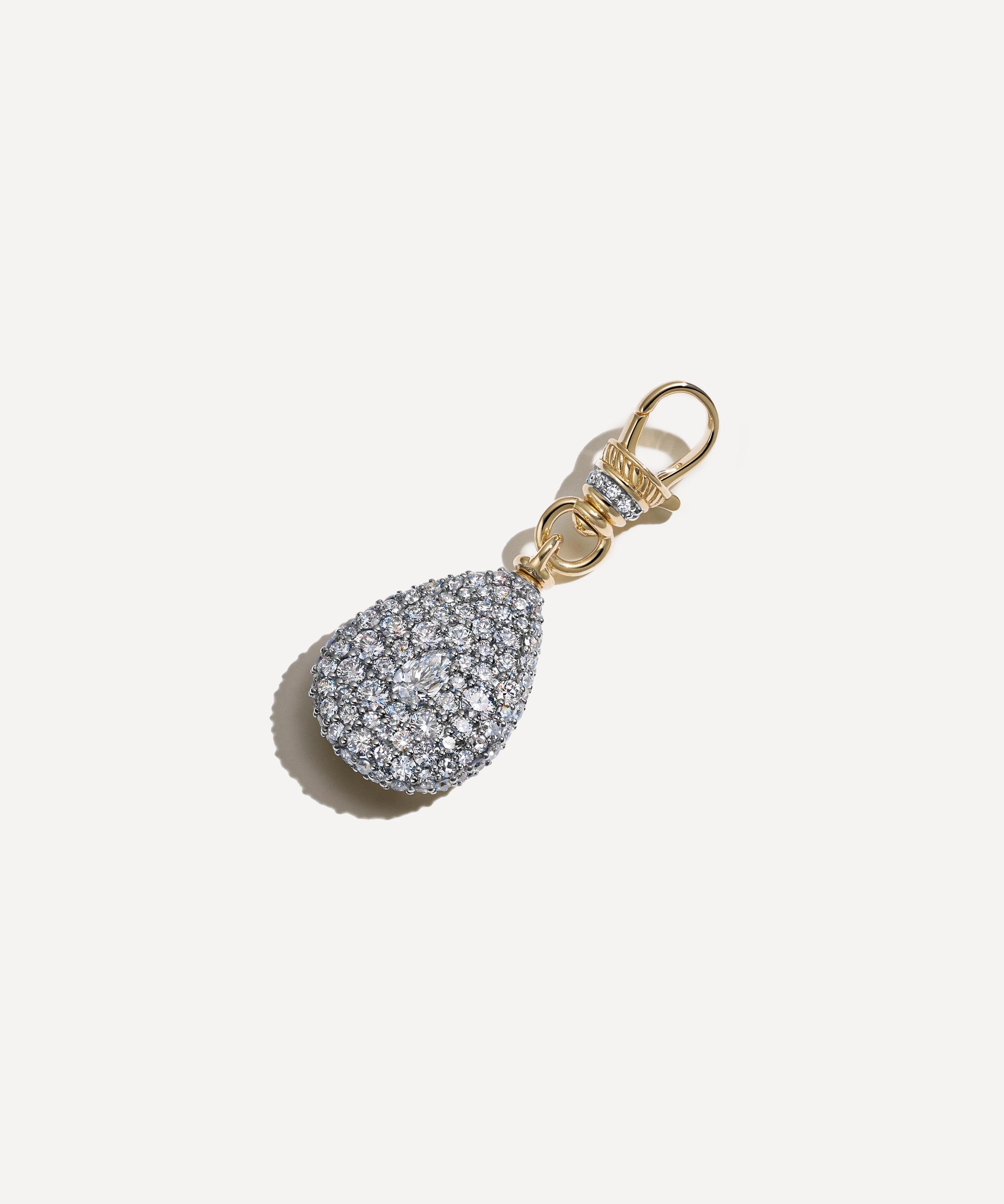 Lucy Delius - 14ct Gold Modern  Finish Diamond Pear Pocket Watch Pendant image number 0