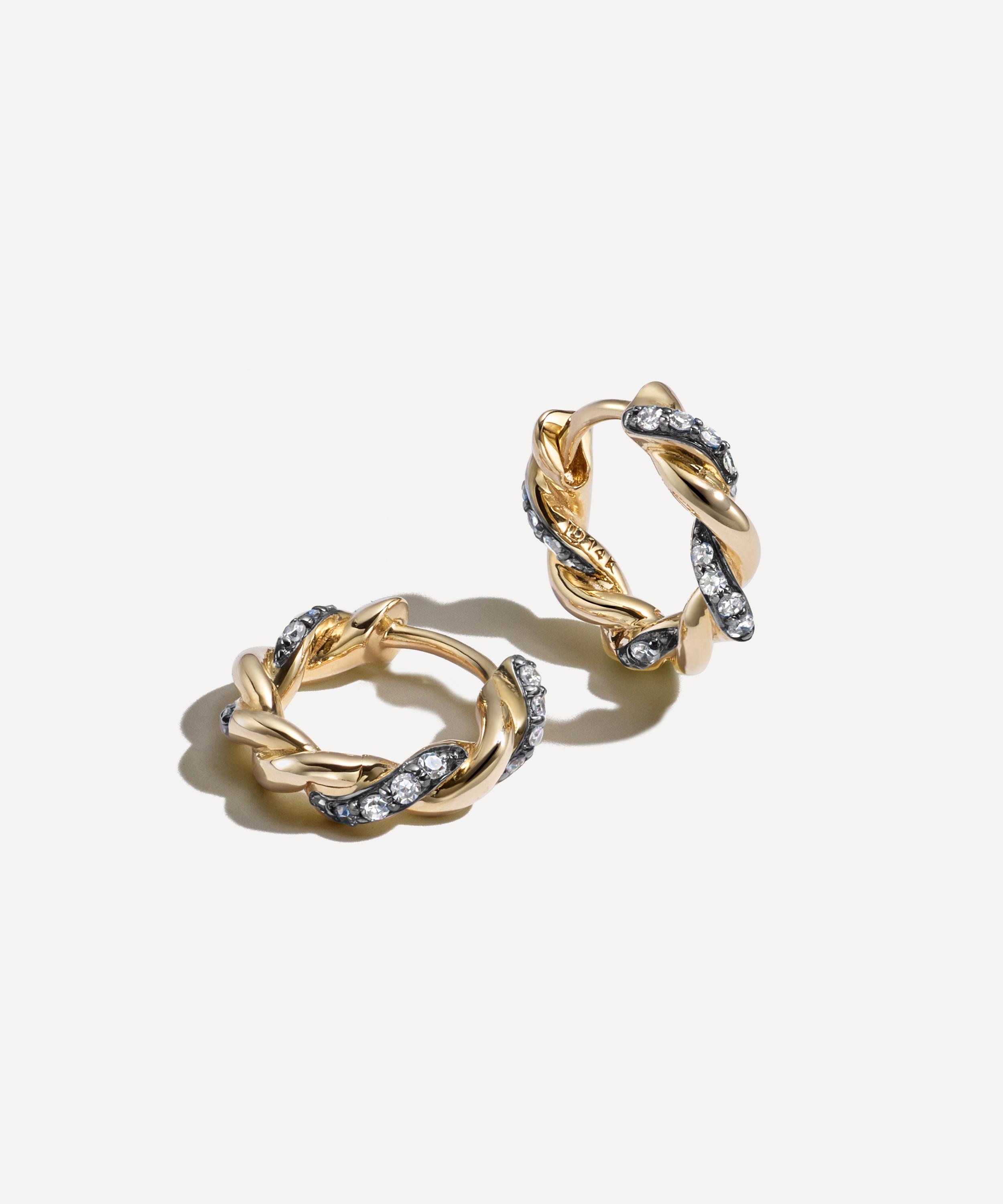 Lucy Delius - 14ct Gold Antique Finish Twisted Rope Hoop Earrings image number 0