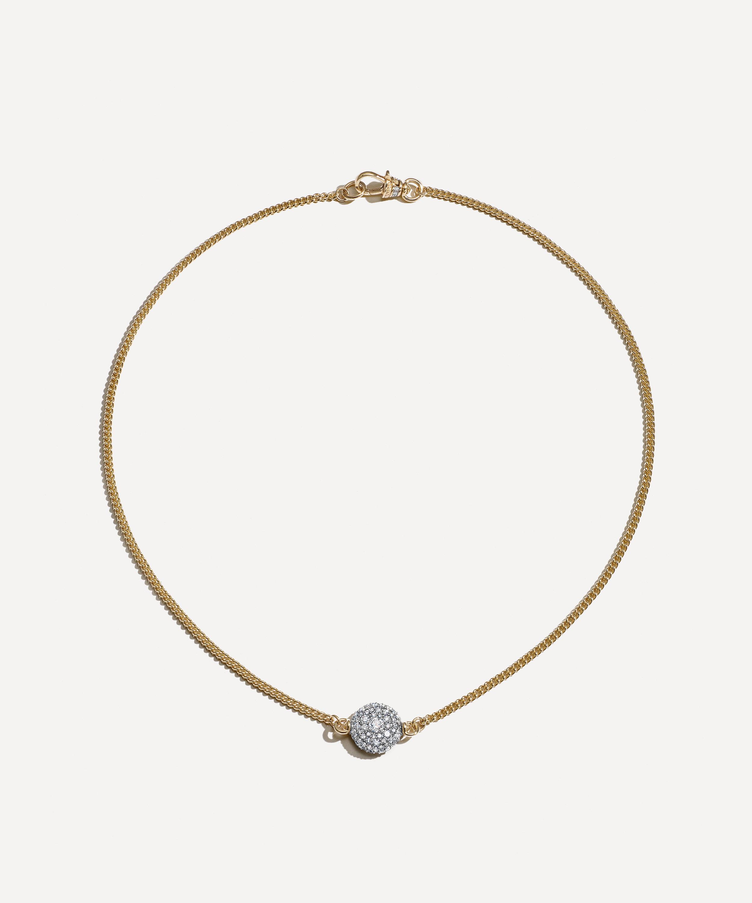 Lucy Delius - 14ct Gold Modern Finish Diamond Baby Pocket Watch Necklace image number 0