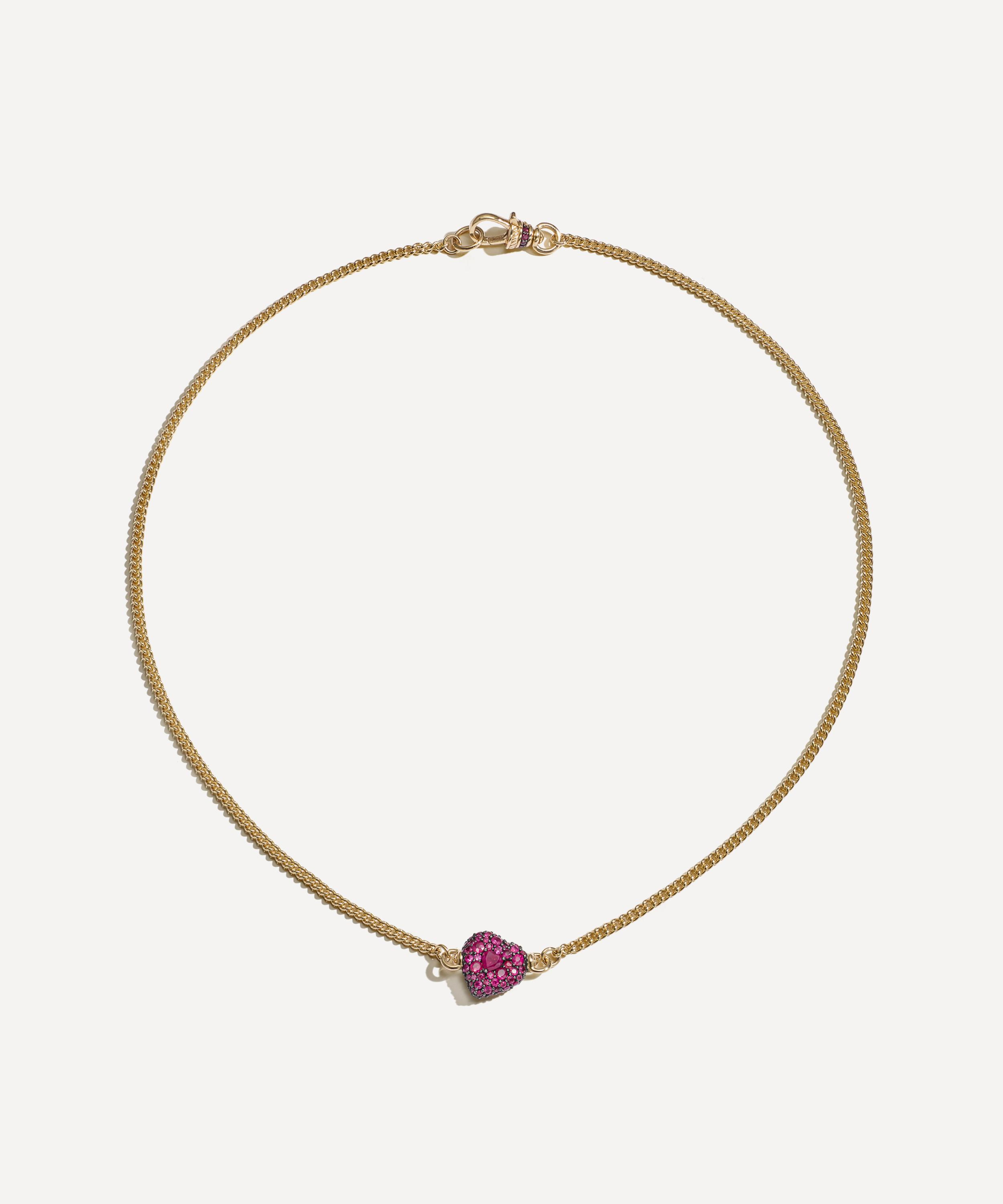 Lucy Delius - 14ct Gold Ruby Pav&eacute; Chubby Love Necklace image number 0