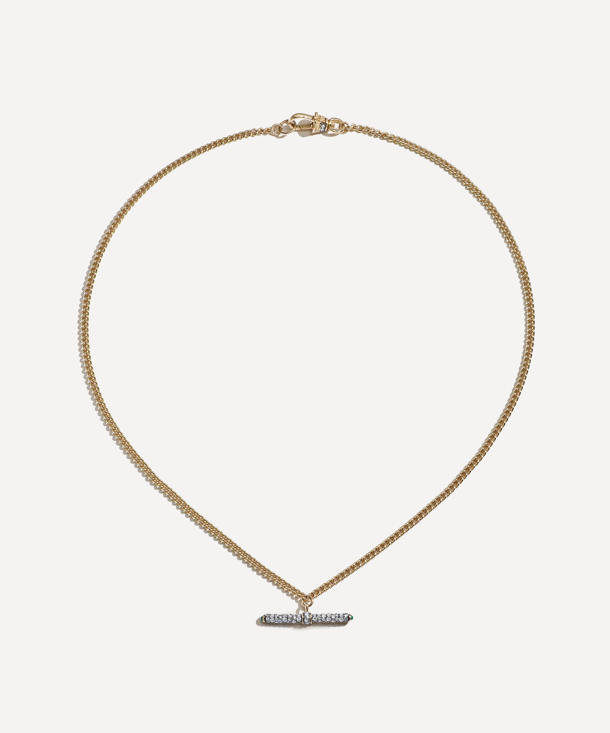 Lucy Delius - 14ct Gold Baby Diamond T-Bar Pendant Necklace image number 0