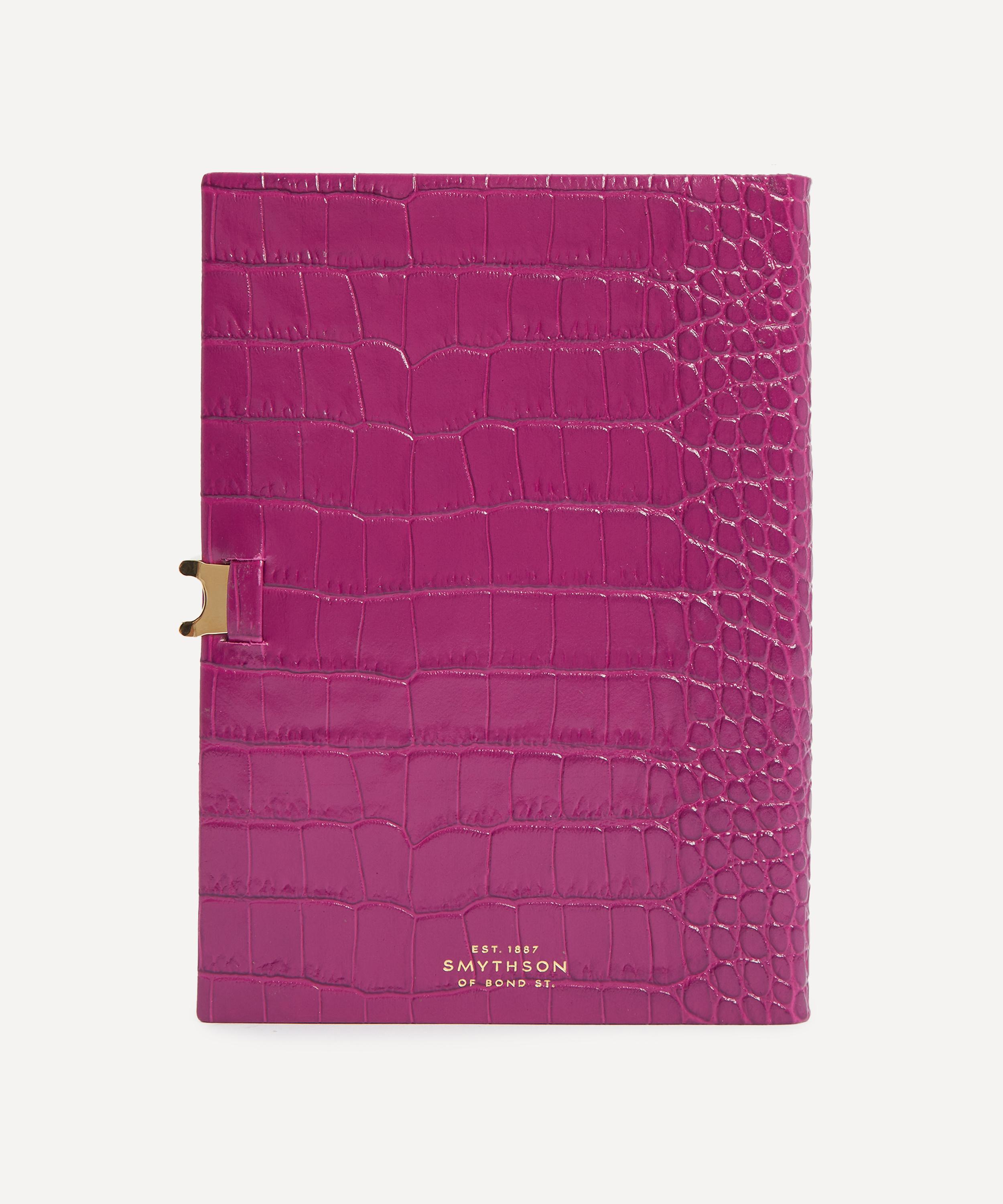 Smythson - Soho Croc-Embossed Leather Notebook with Slide image number 1
