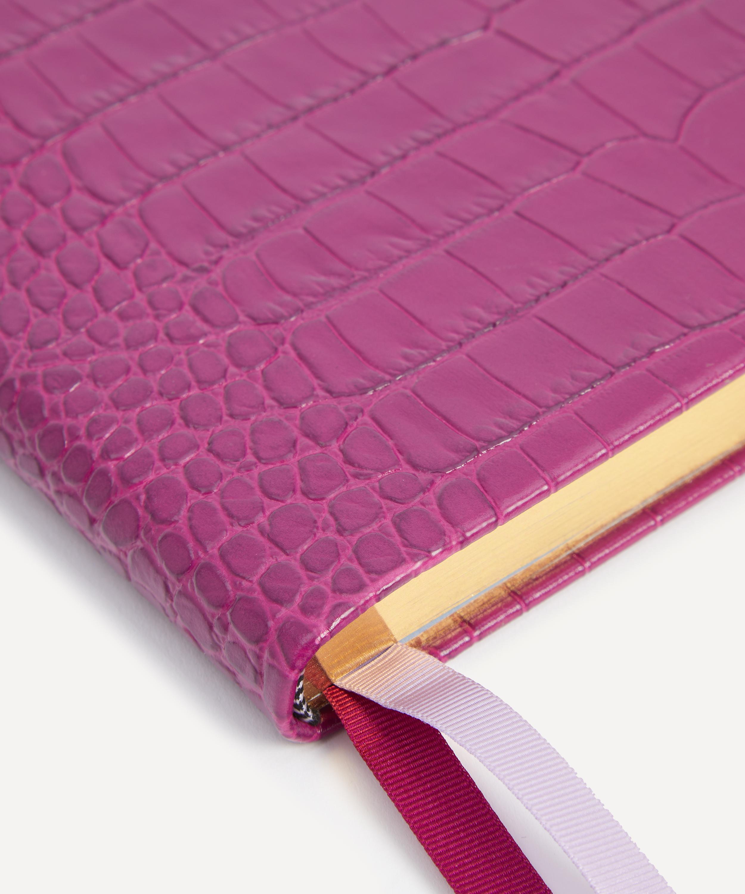 Smythson - Soho Croc-Embossed Leather Notebook with Slide image number 5