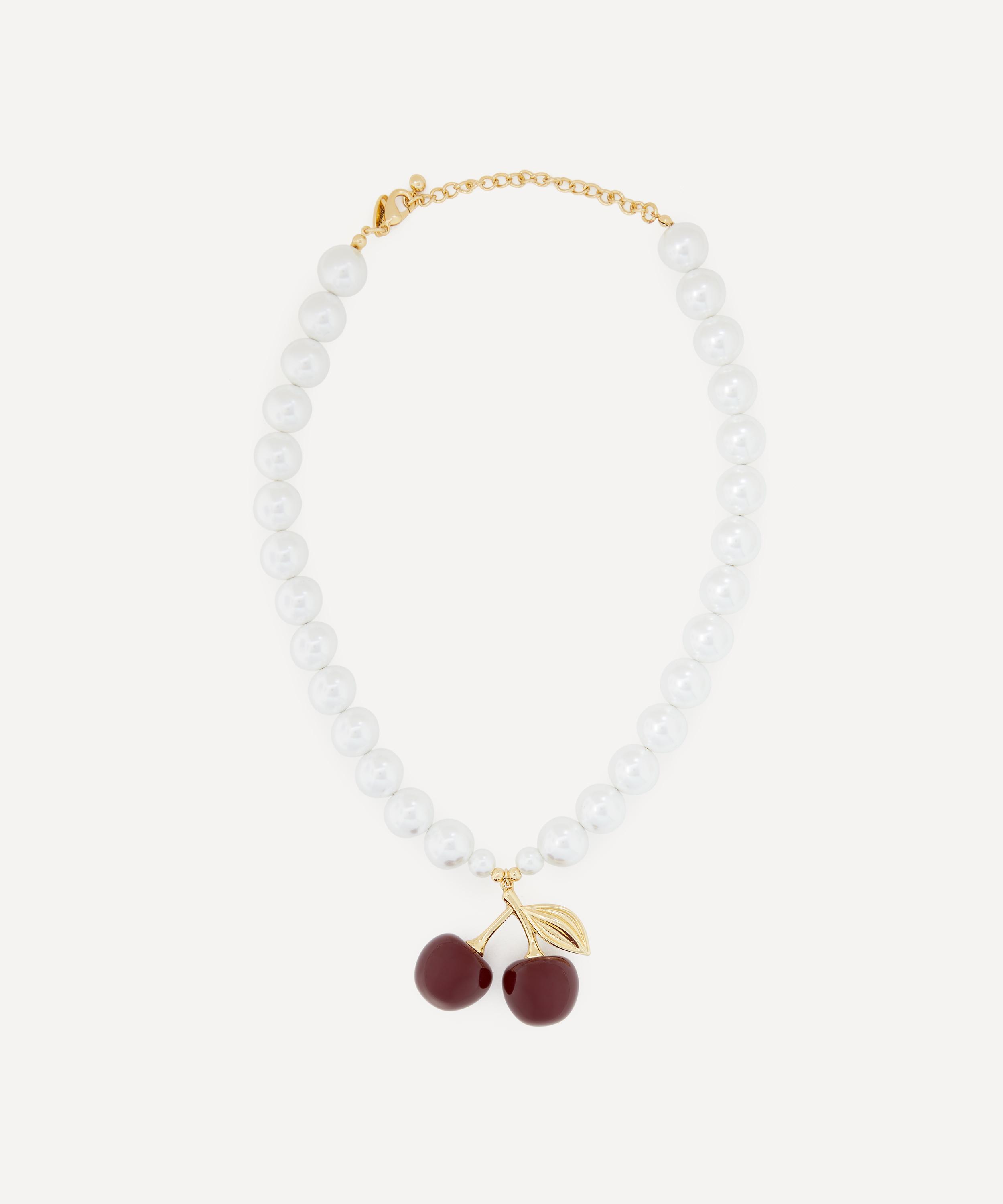 Kenneth Jay Lane - Gold-Plated Cherries Pearl Pendant Necklace image number 1