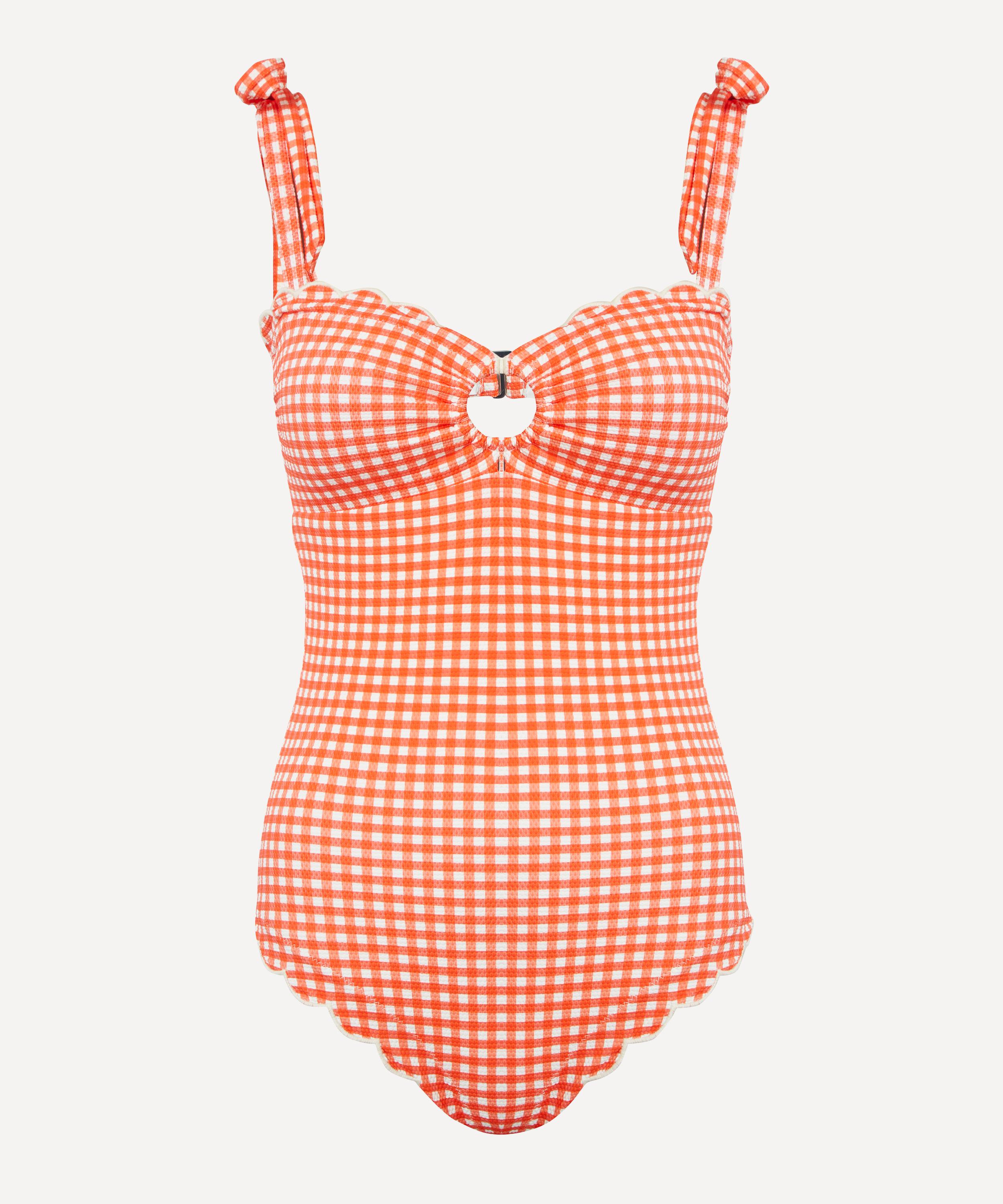 PAPER LONDON - Florentine Orange Check Swimsuit image number 0