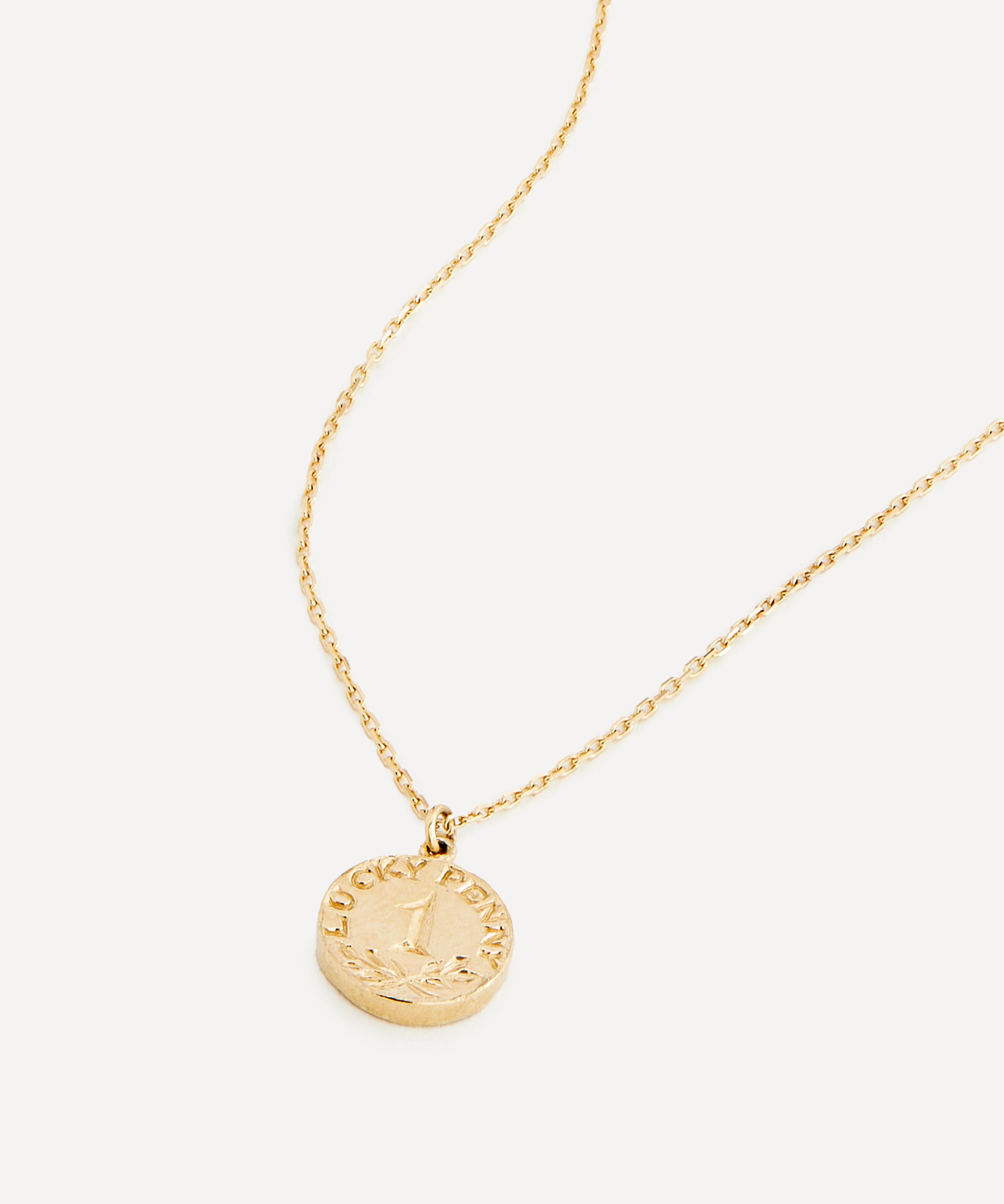 Alex Monroe - 18ct Gold Teeny Tiny Lucky Penny Pendant Necklace