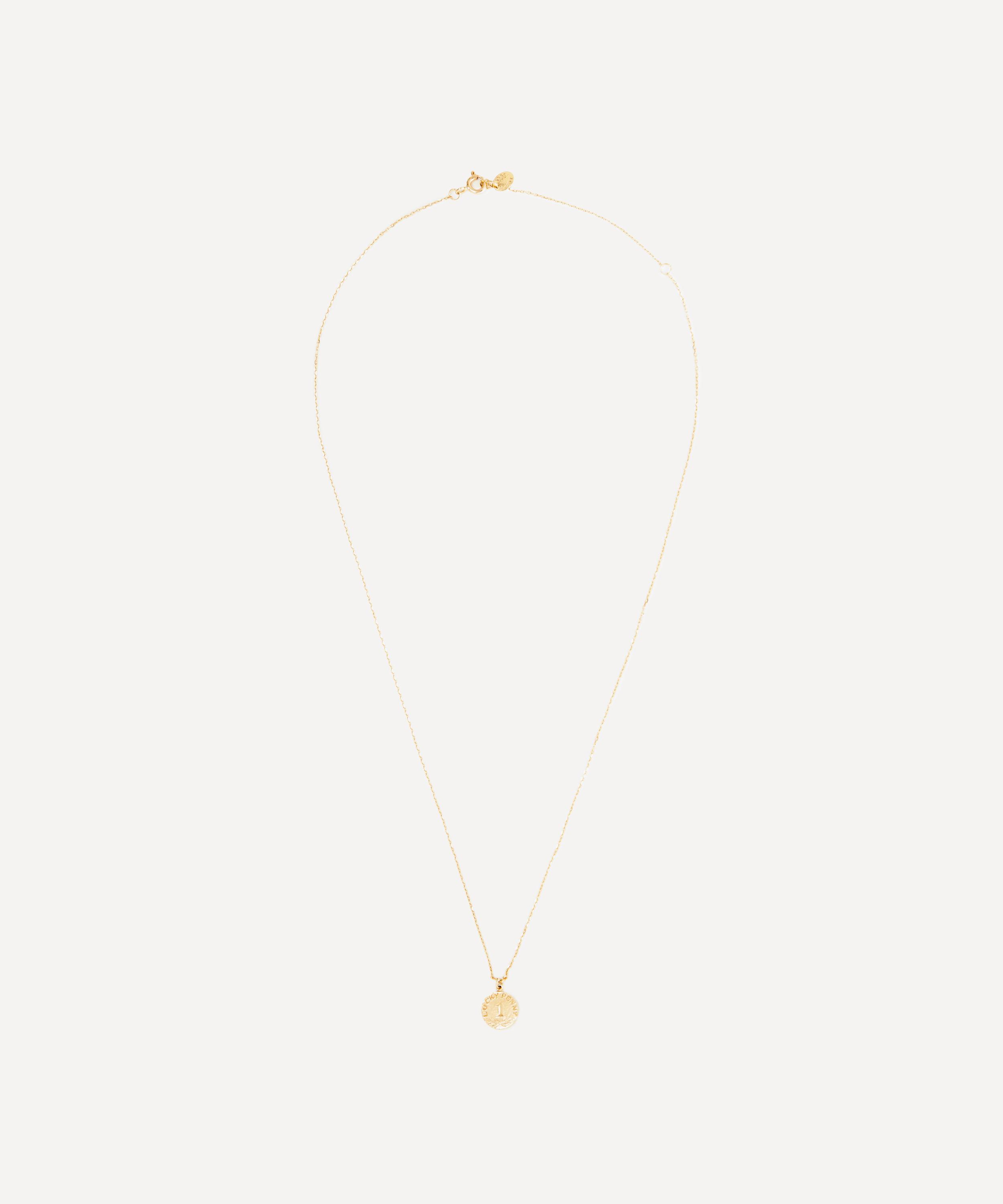 Alex Monroe - 18ct Gold Teeny Tiny Lucky Penny Pendant Necklace image number 1