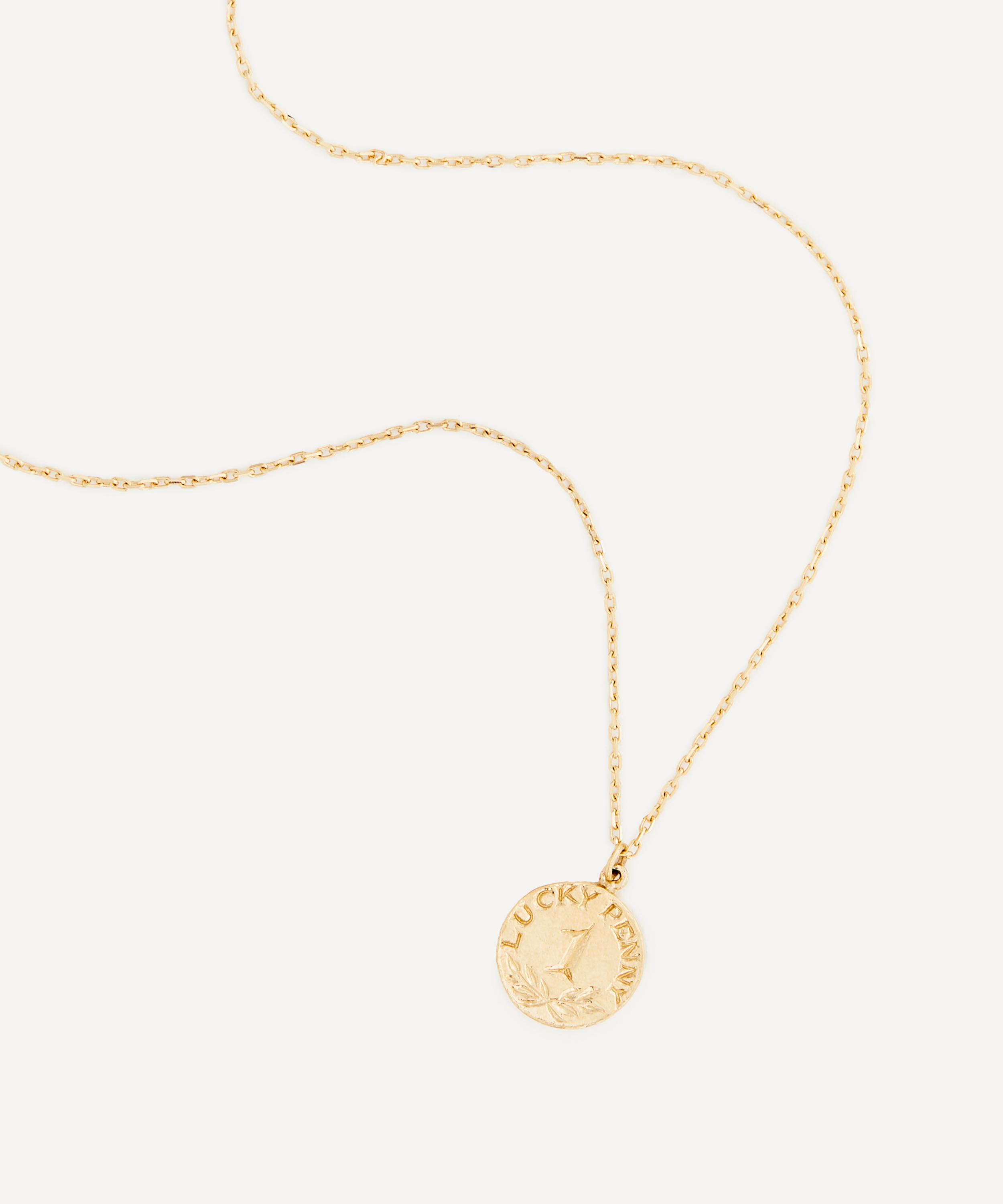 Alex Monroe - 18ct Gold Teeny Tiny Lucky Penny Pendant Necklace image number 2