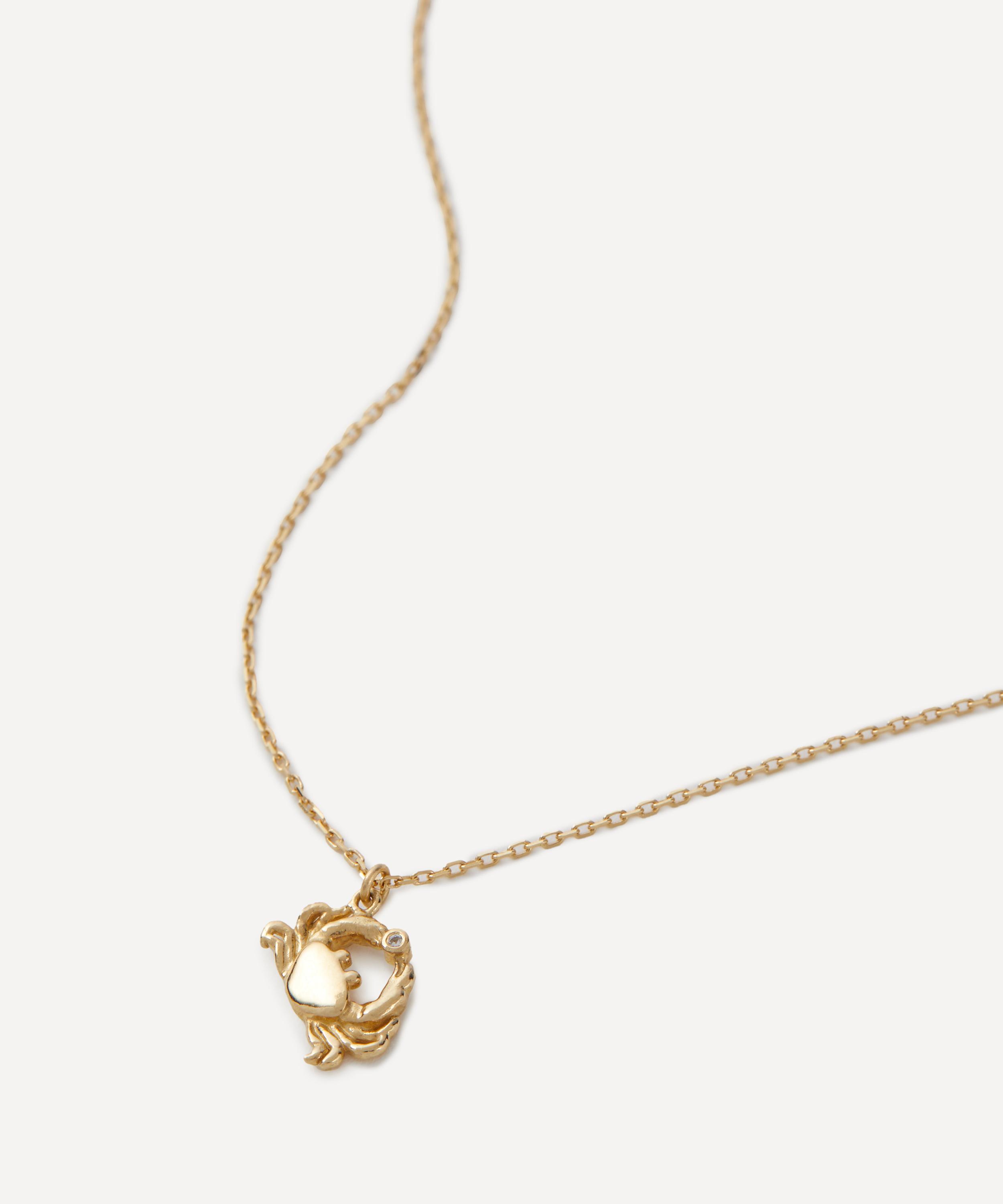 Alex Monroe - 18ct Gold Teeny Tiny Crab Diamond Pendant Necklace