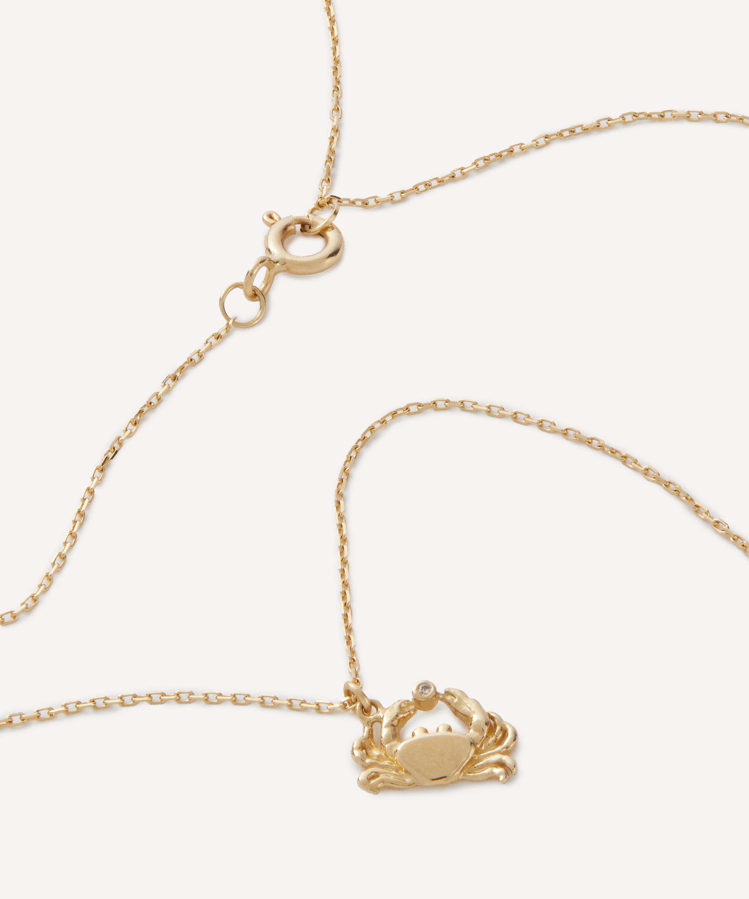 Alex Monroe - 18ct Gold Teeny Tiny Crab Diamond Pendant Necklace image number 2