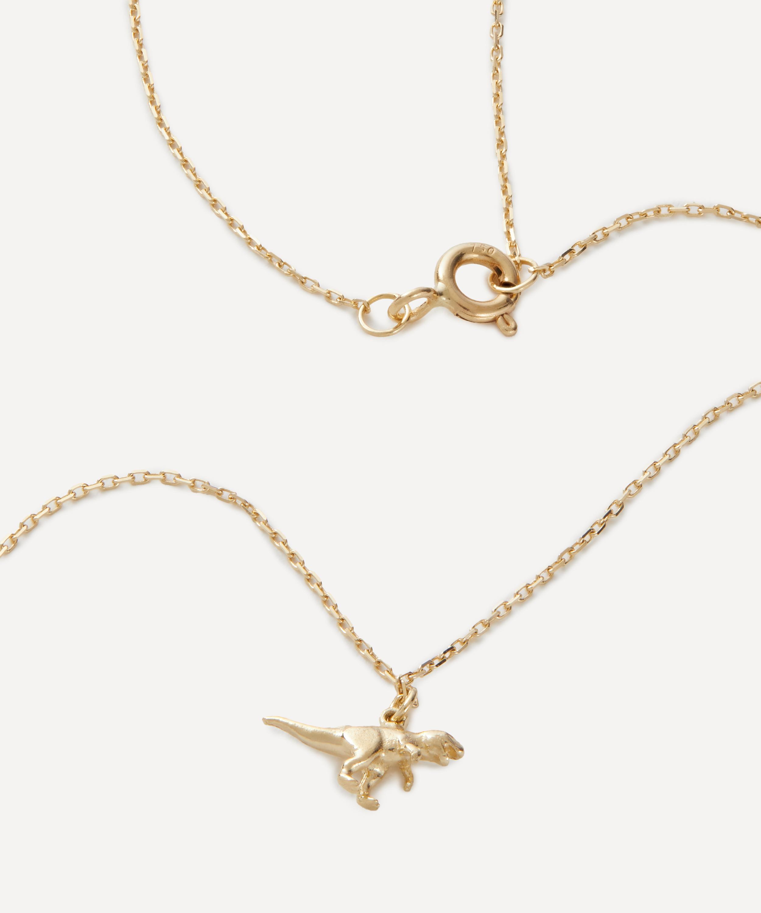 Alex Monroe - 18ct Gold Teeny Tiny T-Rex Pendant Necklace image number 2