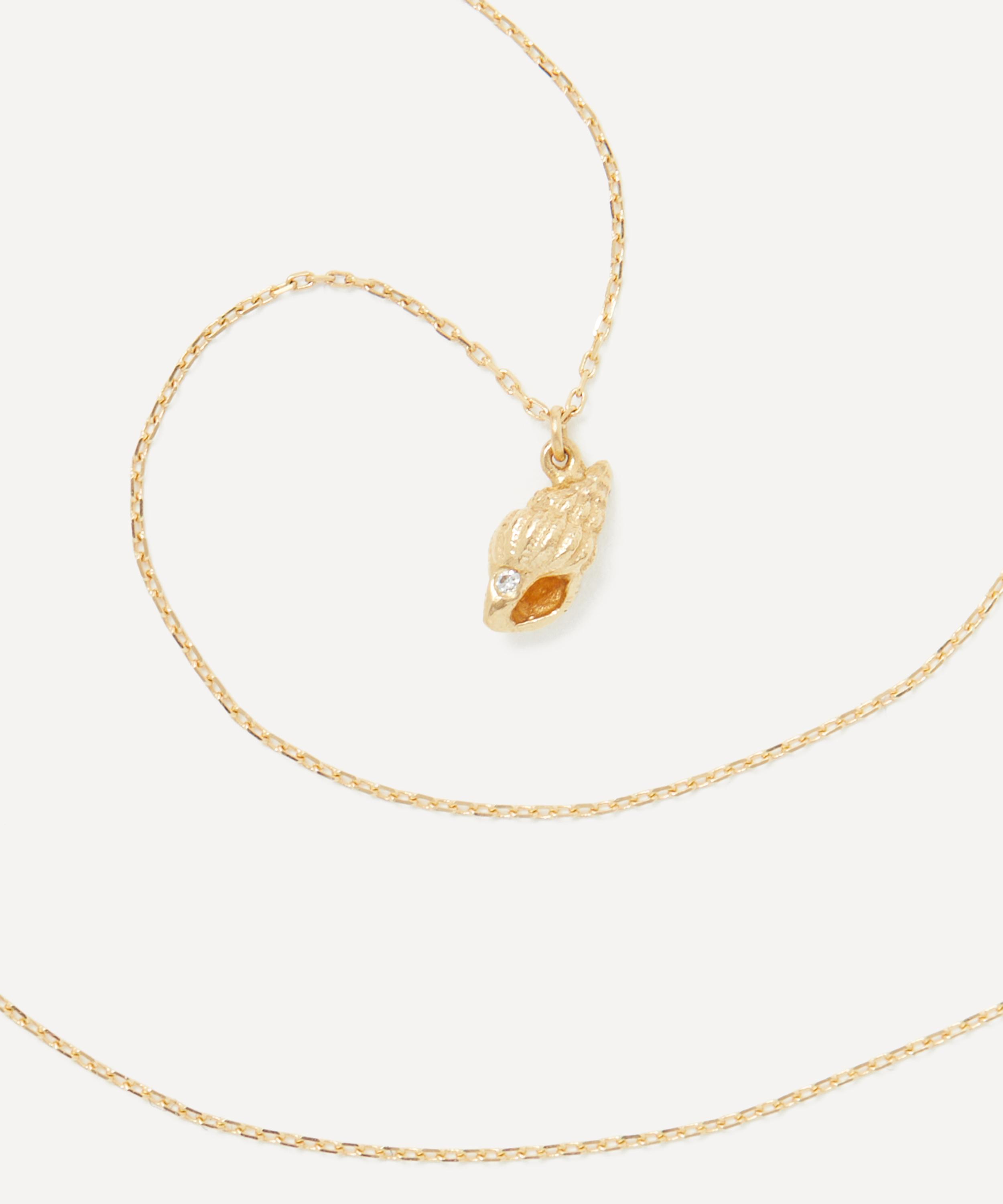 Alex Monroe - 18ct Gold Teeny Tiny Shell Diamond Pendant Necklace image number 2