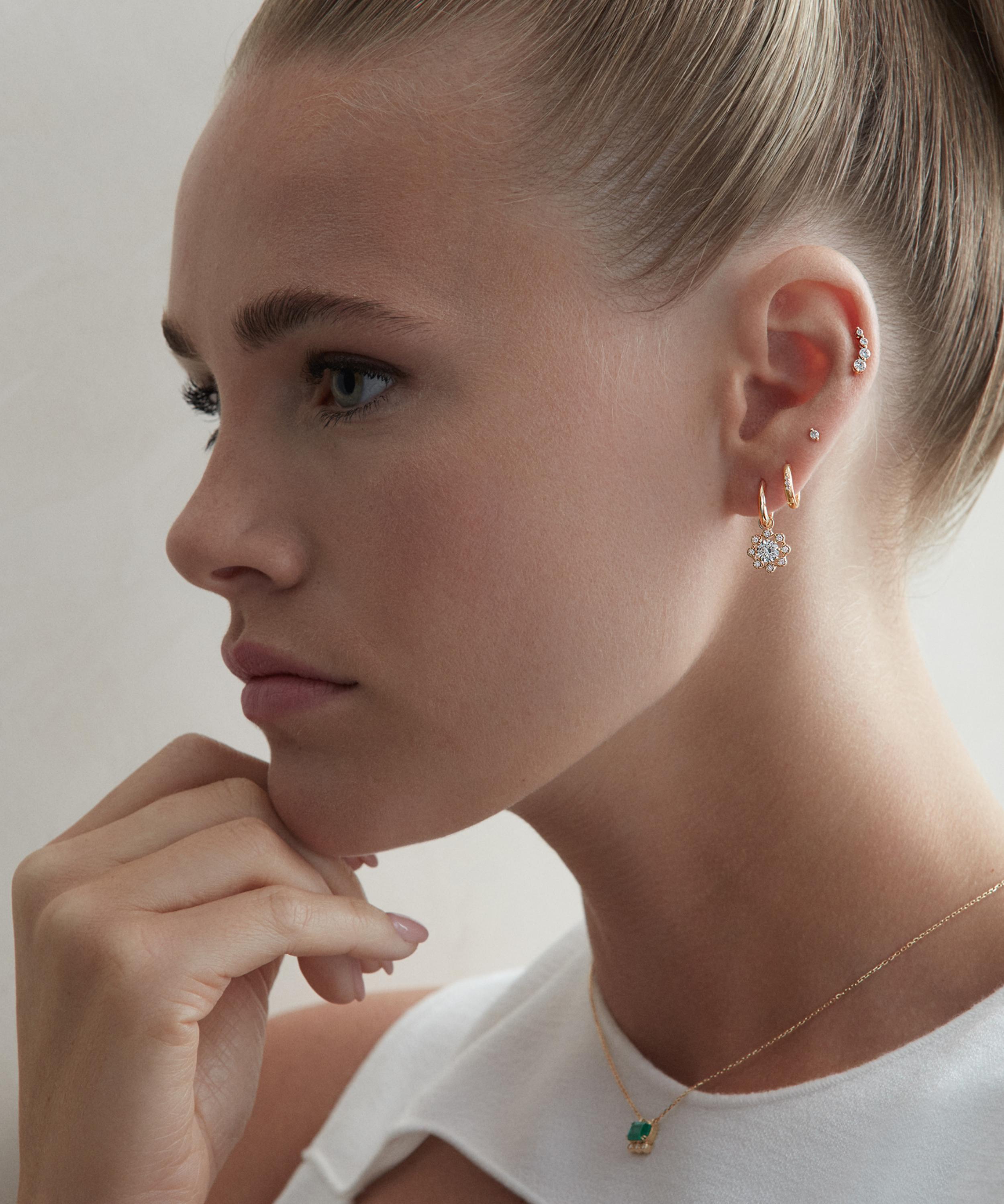 Dinny Hall - 14ct Gold Celandine Diamond Drop Hoop Earrings image number 1