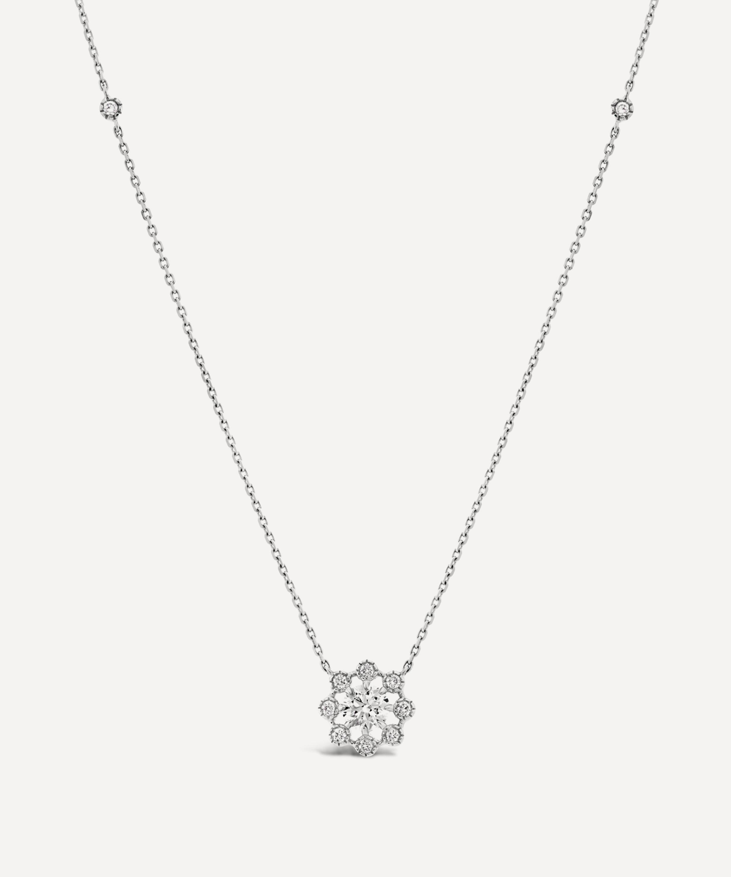 Dinny Hall - 14ct White Gold Celandine Diamond Drop Pendant Necklace image number 0