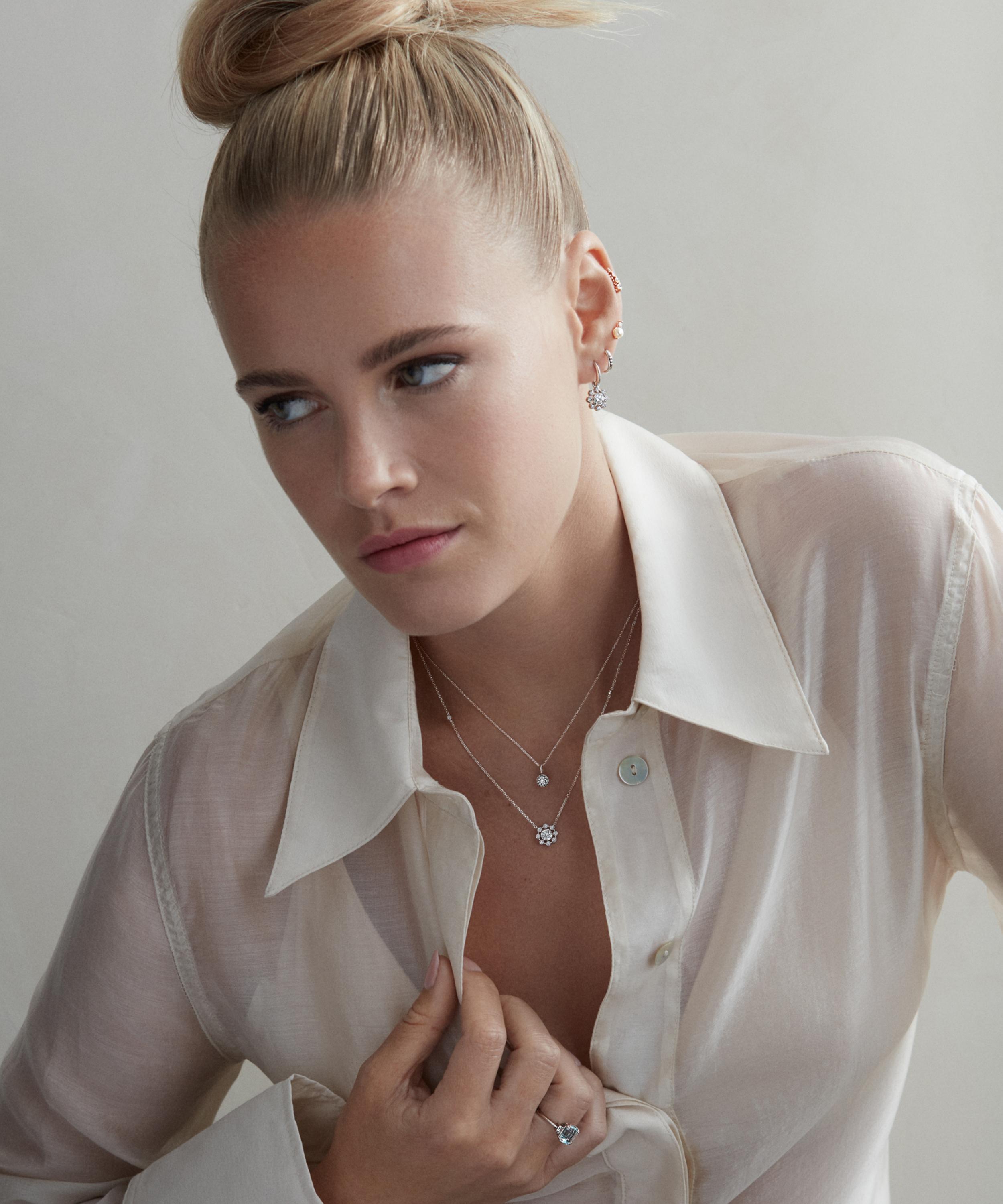 Dinny Hall - 14ct White Gold Celandine Diamond Drop Pendant Necklace image number 1