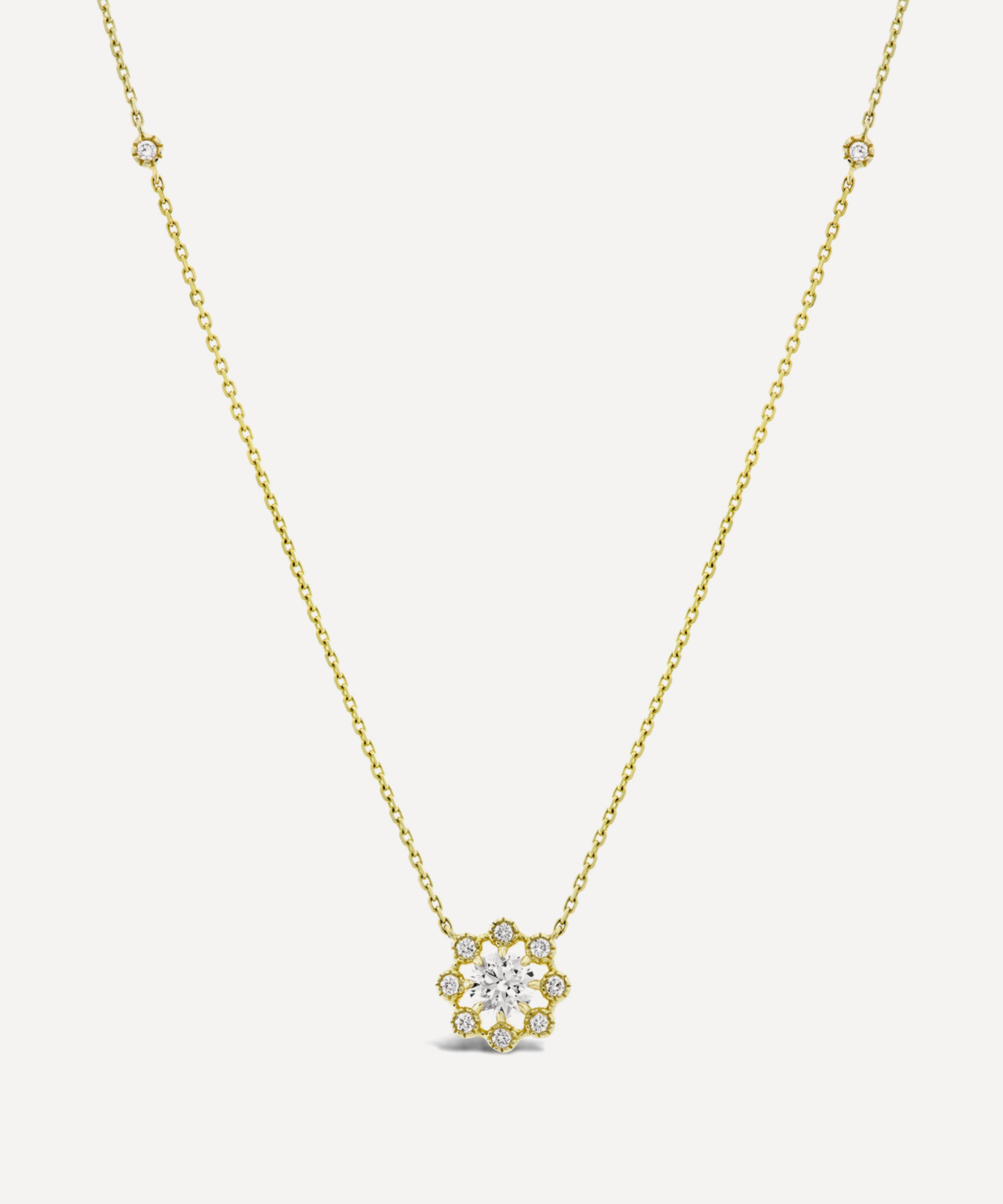 Dinny Hall - 14ct Gold Celandine Diamond Drop Pendant Necklace image number 0
