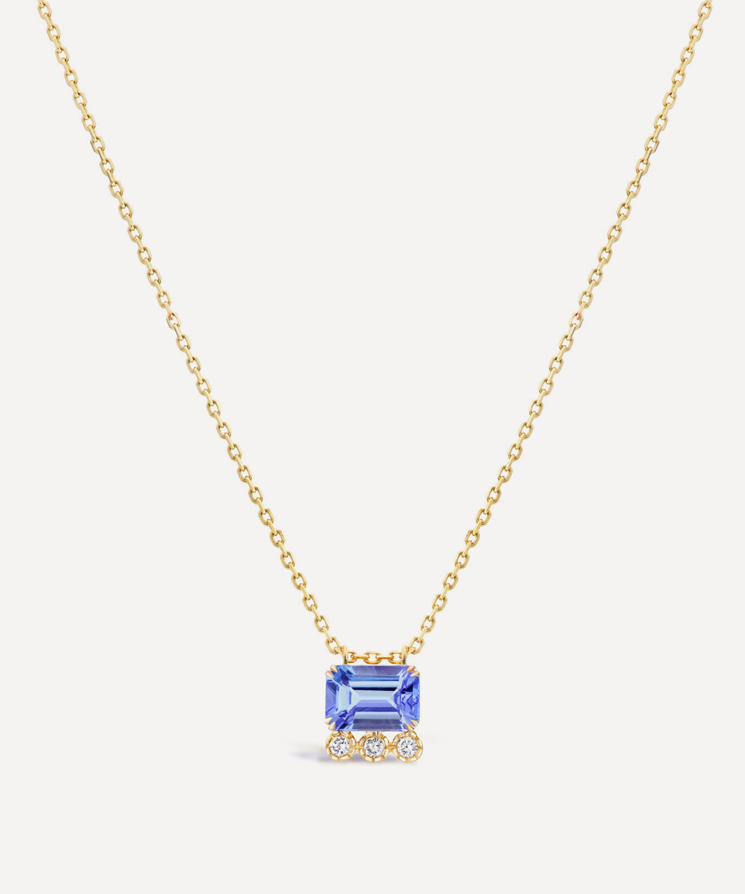 Dinny Hall - 14ct Gold Wildflower Betony Tanzanite and Diamond Pendant Necklace image number 0