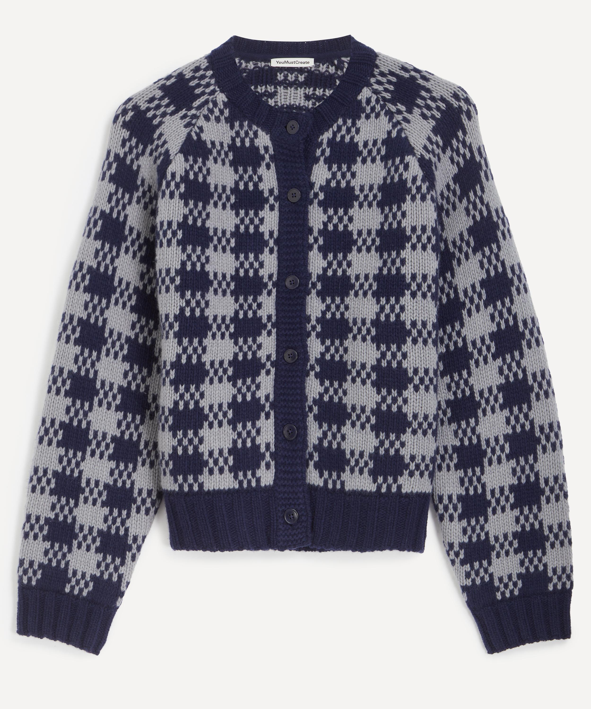 YMC - Navy Atomic Lambswool Cardigan image number 0