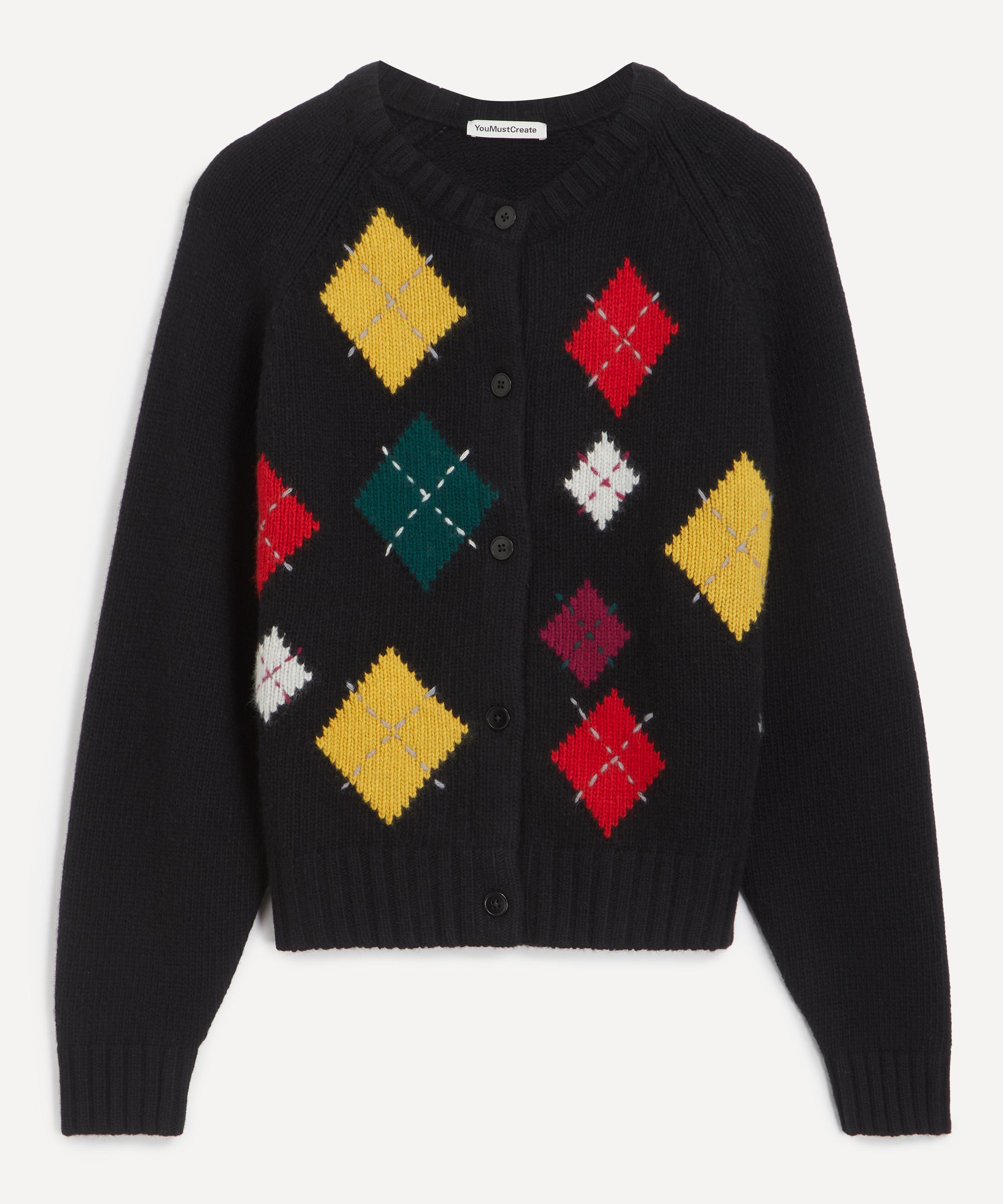 YMC - Black Atomic Argyle Cardigan image number 0