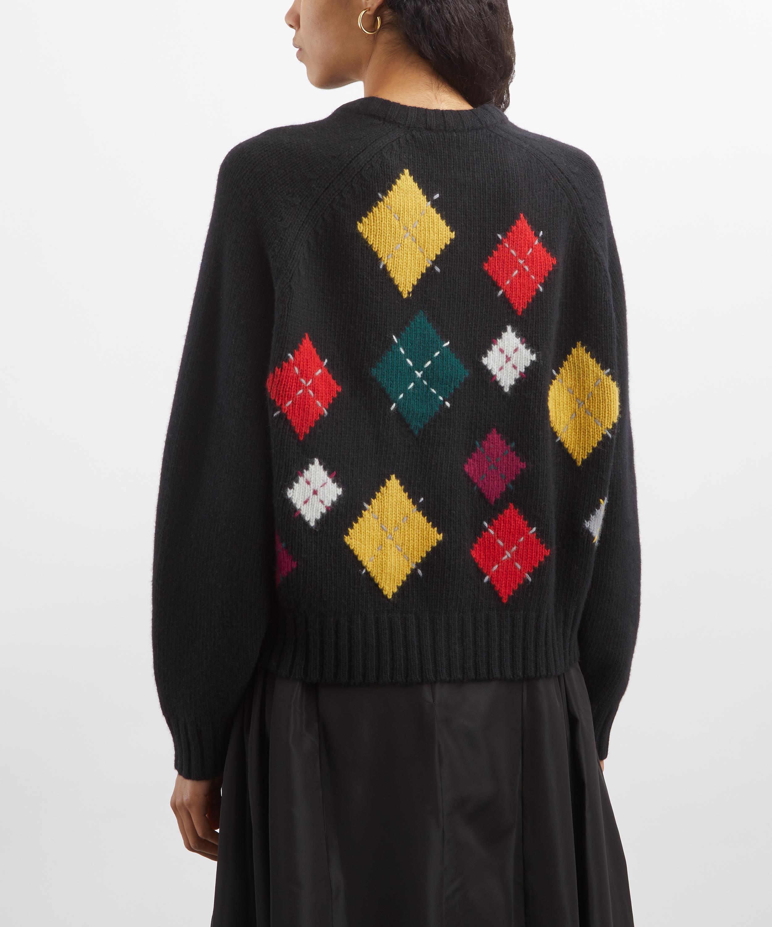 YMC - Black Atomic Argyle Cardigan image number 3