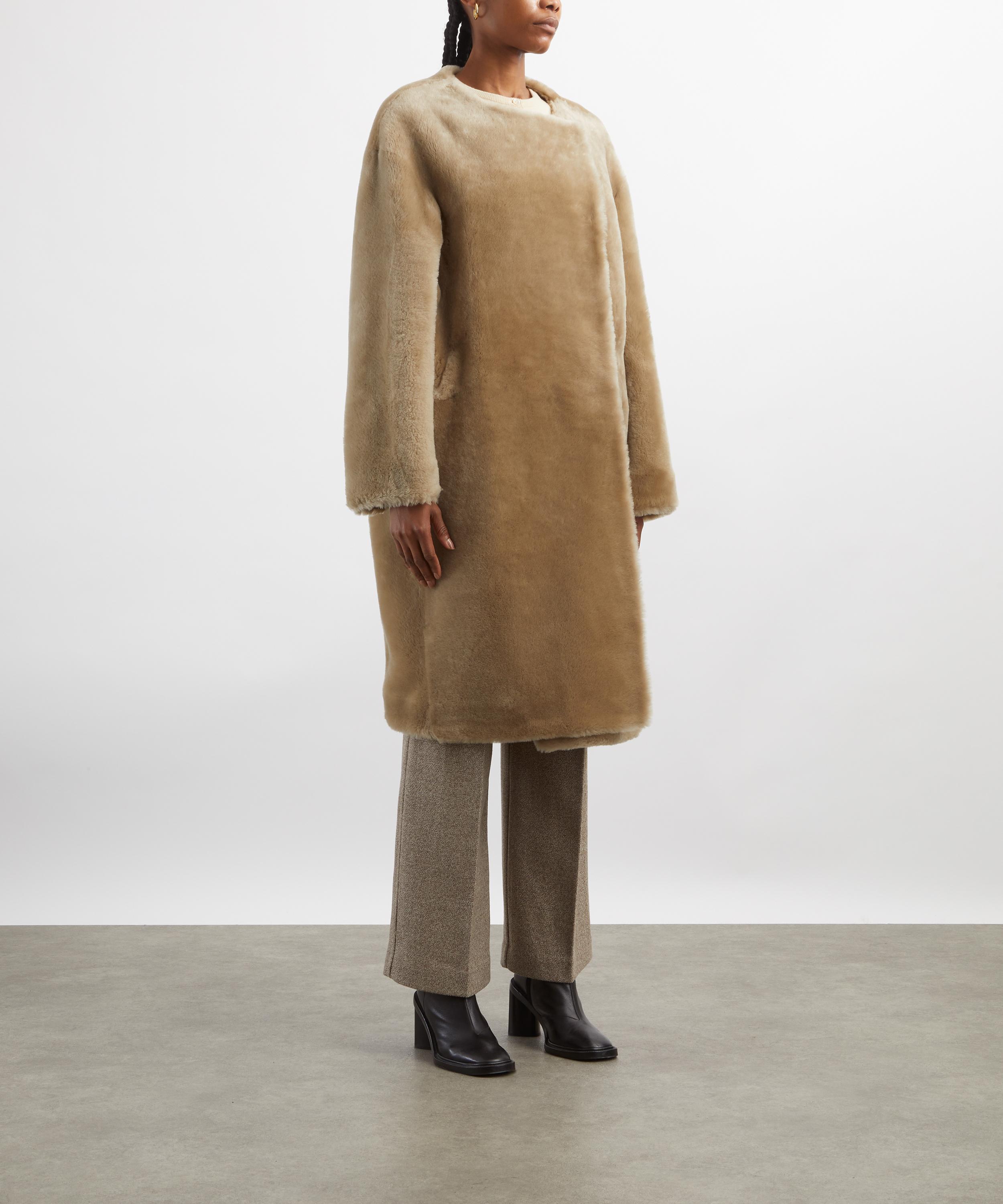 Toteme - Collarless Shearling Coat image number 2