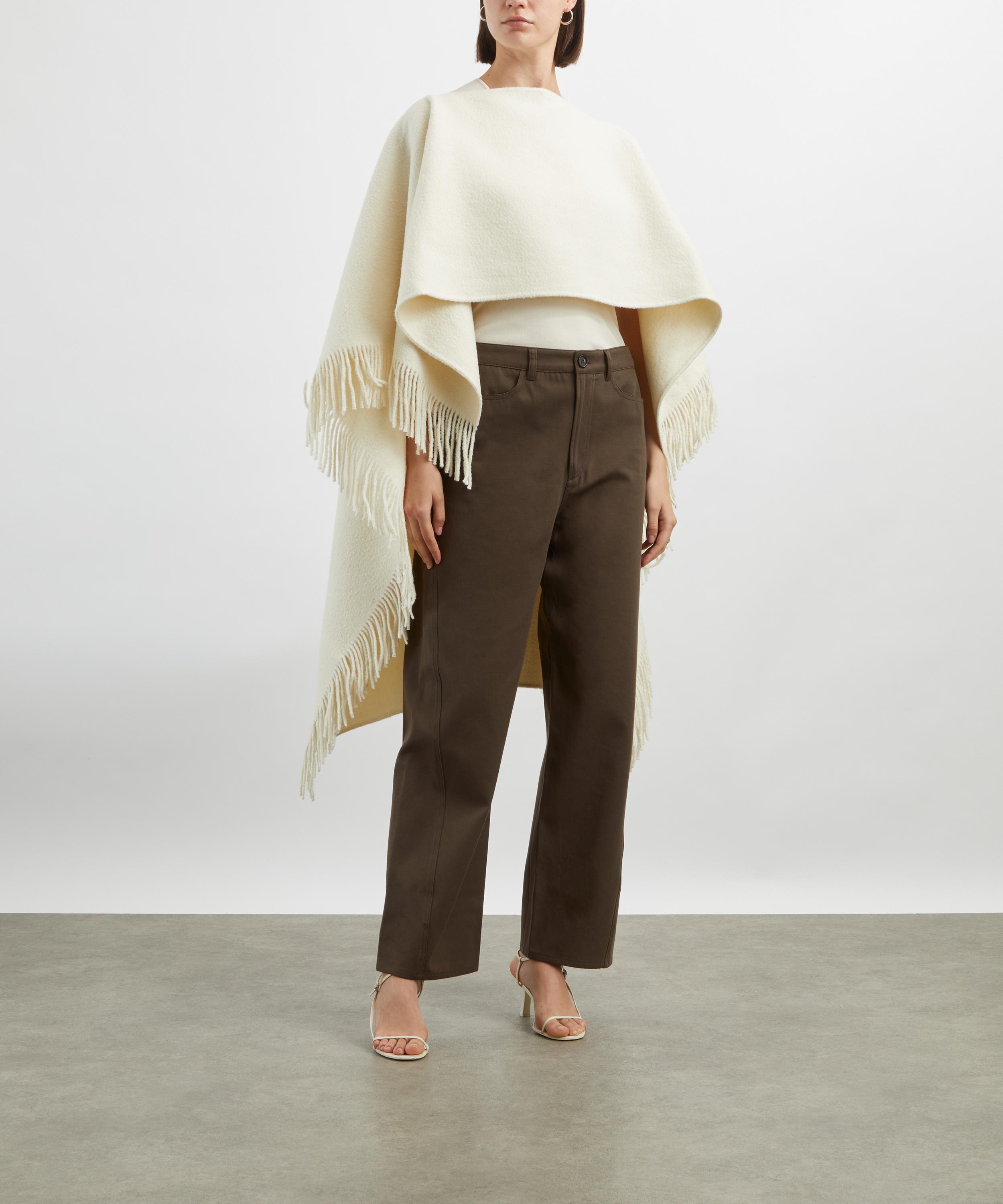 Toteme - Winter White Fringed Poncho image number 1