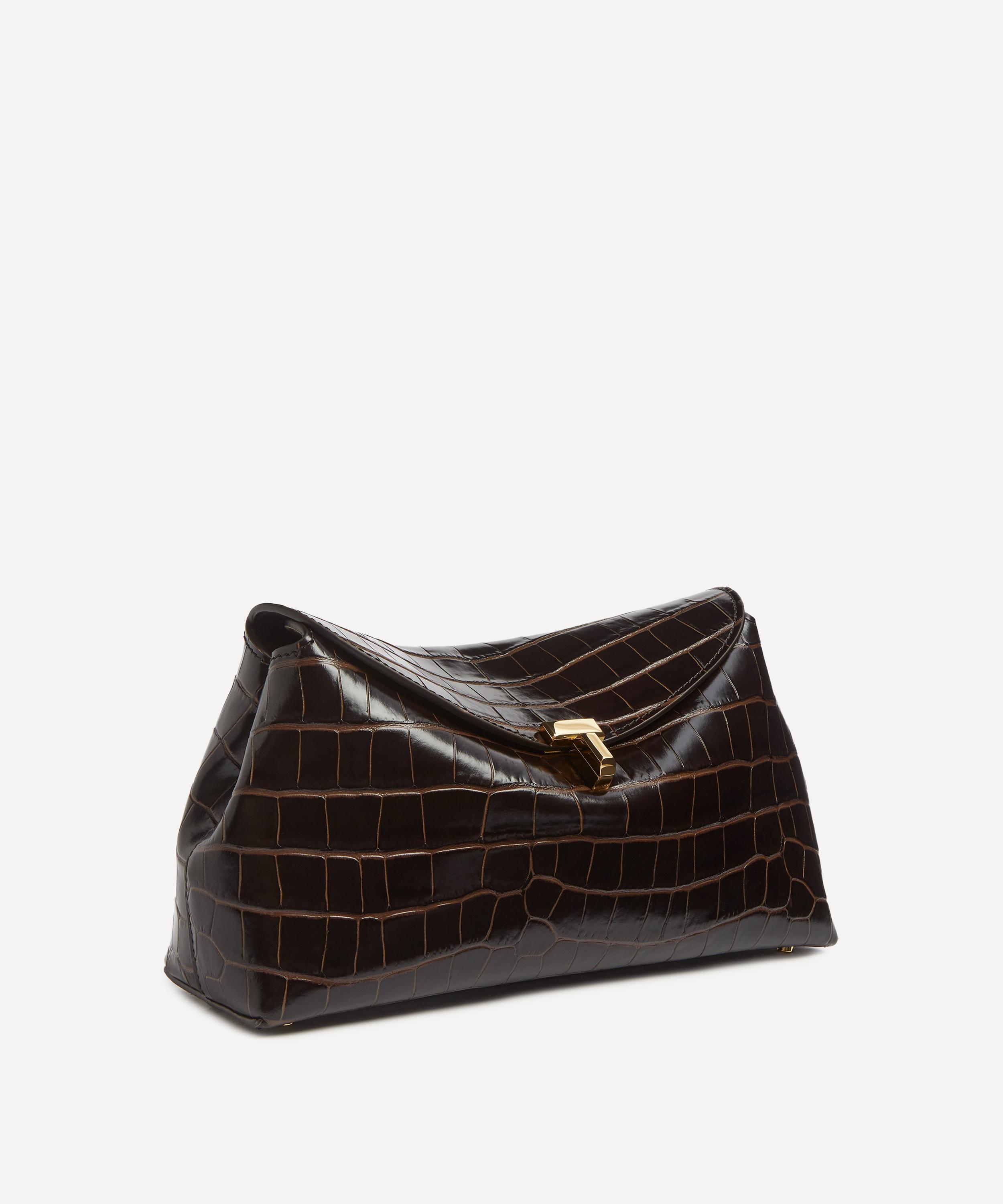 Toteme - T-Lock Croc-Effect Leather Clutch image number 2