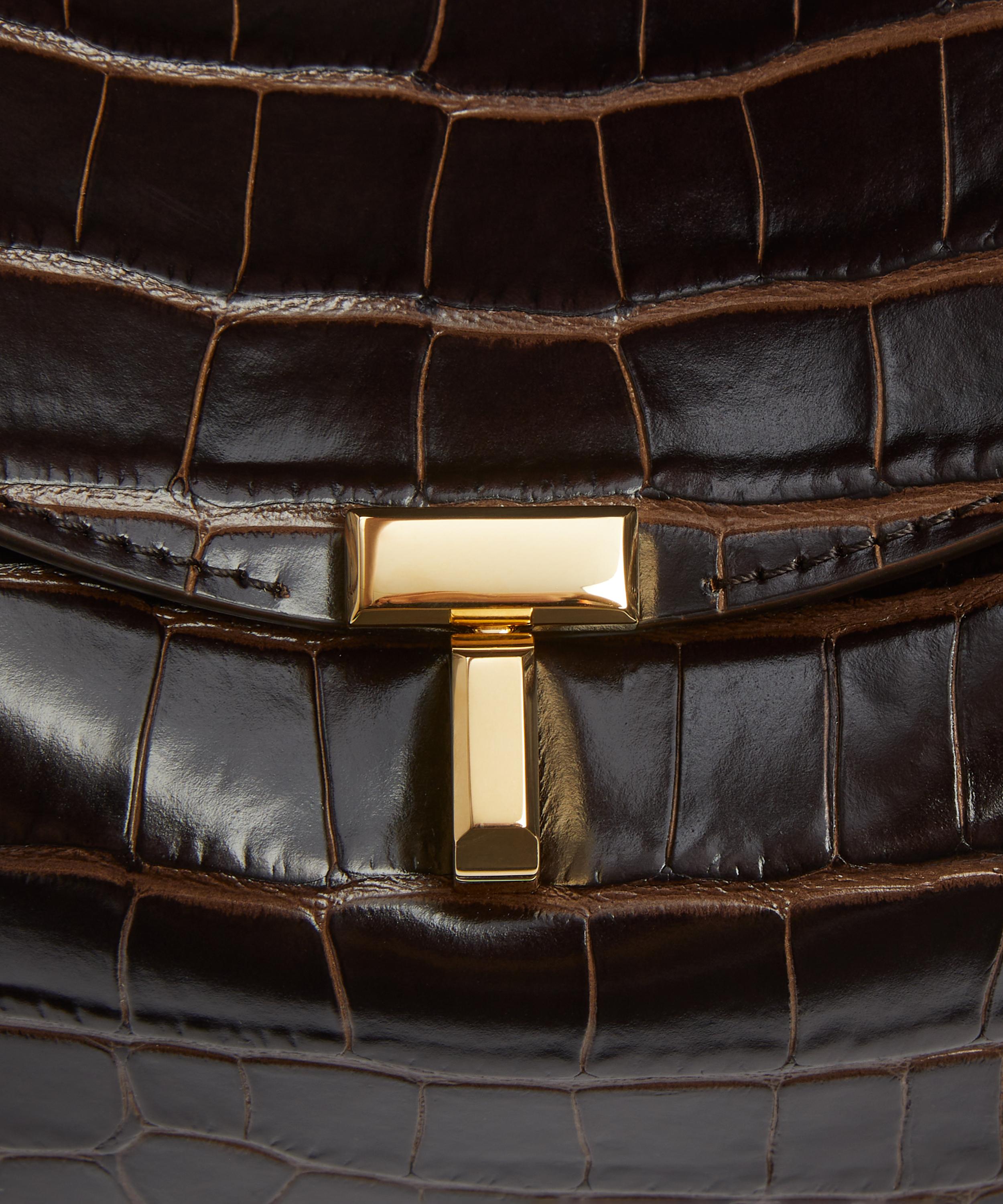 Toteme - T-Lock Croc-Effect Leather Clutch image number 4