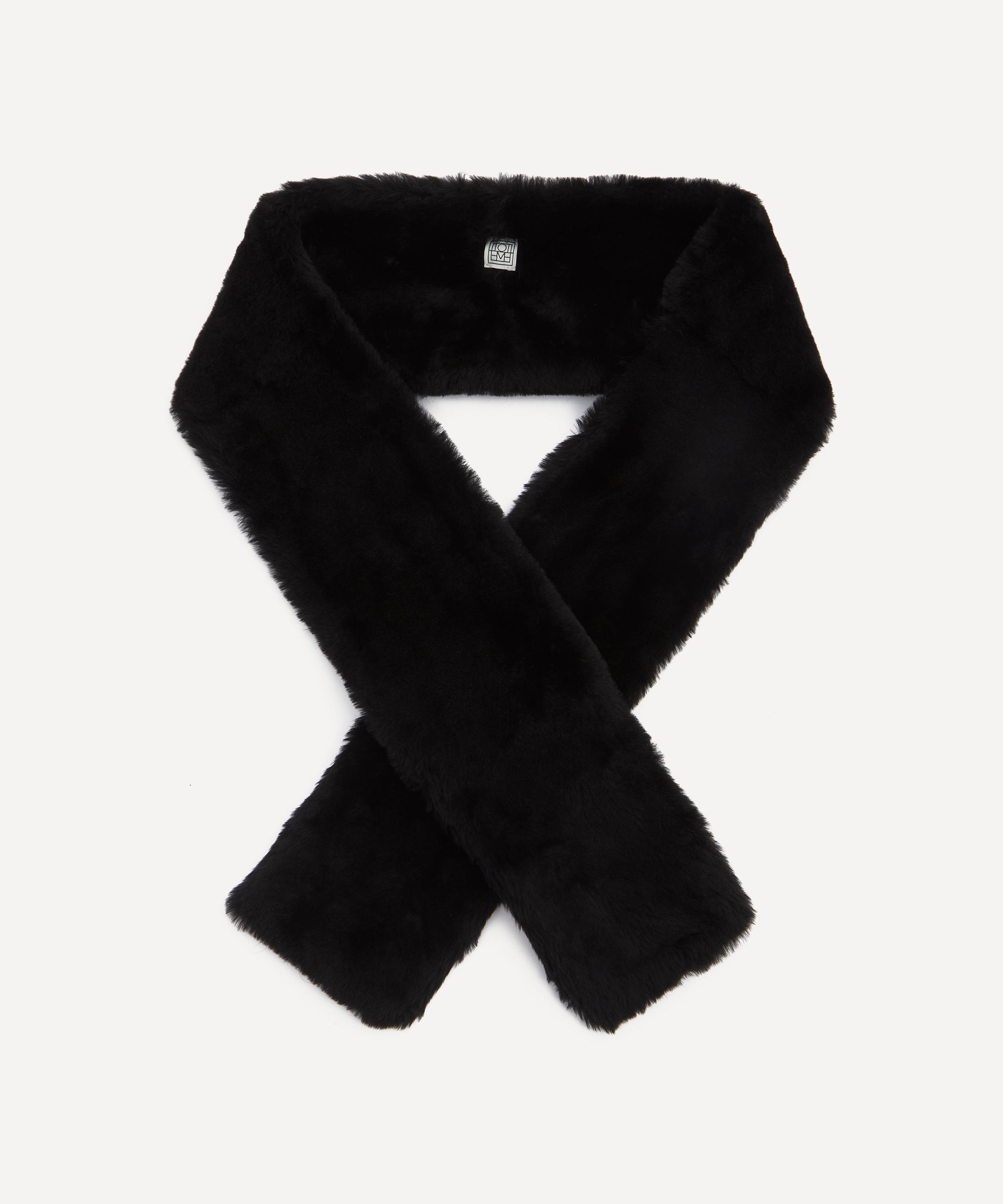 Toteme - Black Shearling Tuxedo Scarf
