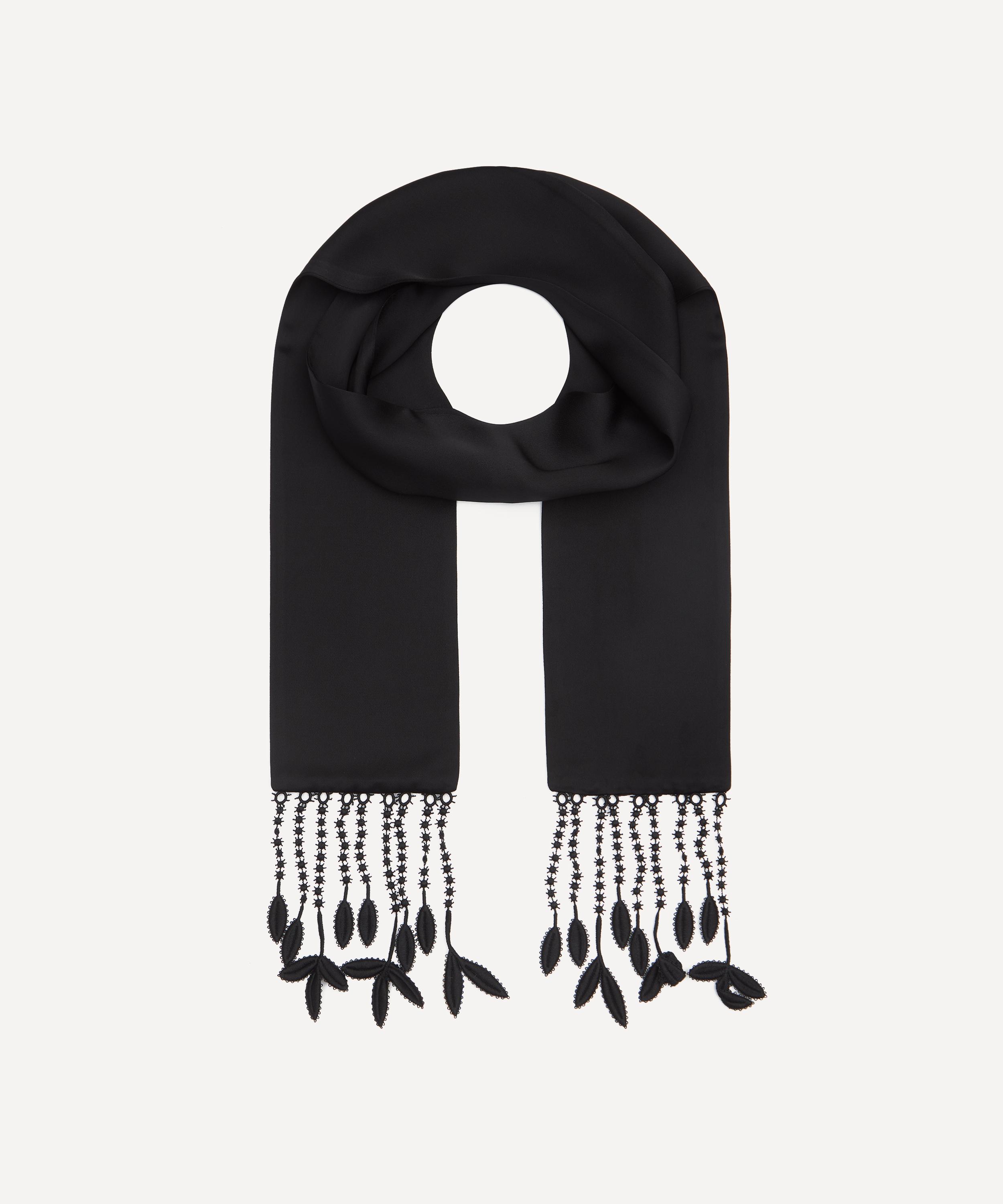 Toteme - Black Guipure Lace Fringed Tuxedo Scarf